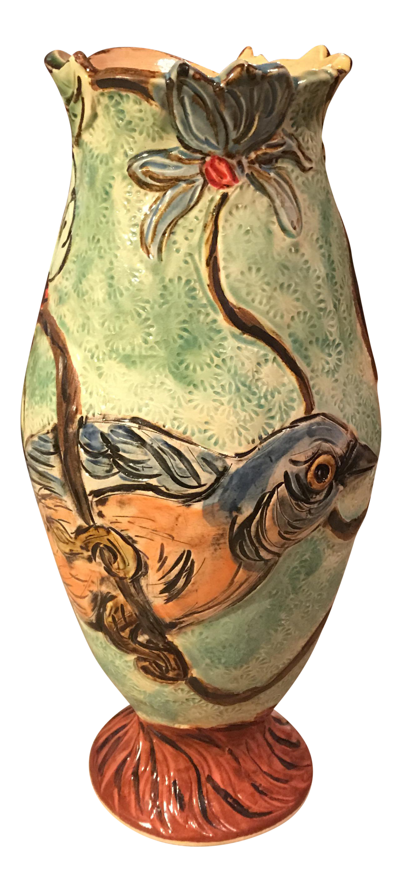 Blue Bird Handmade Pottery Vase Chairish