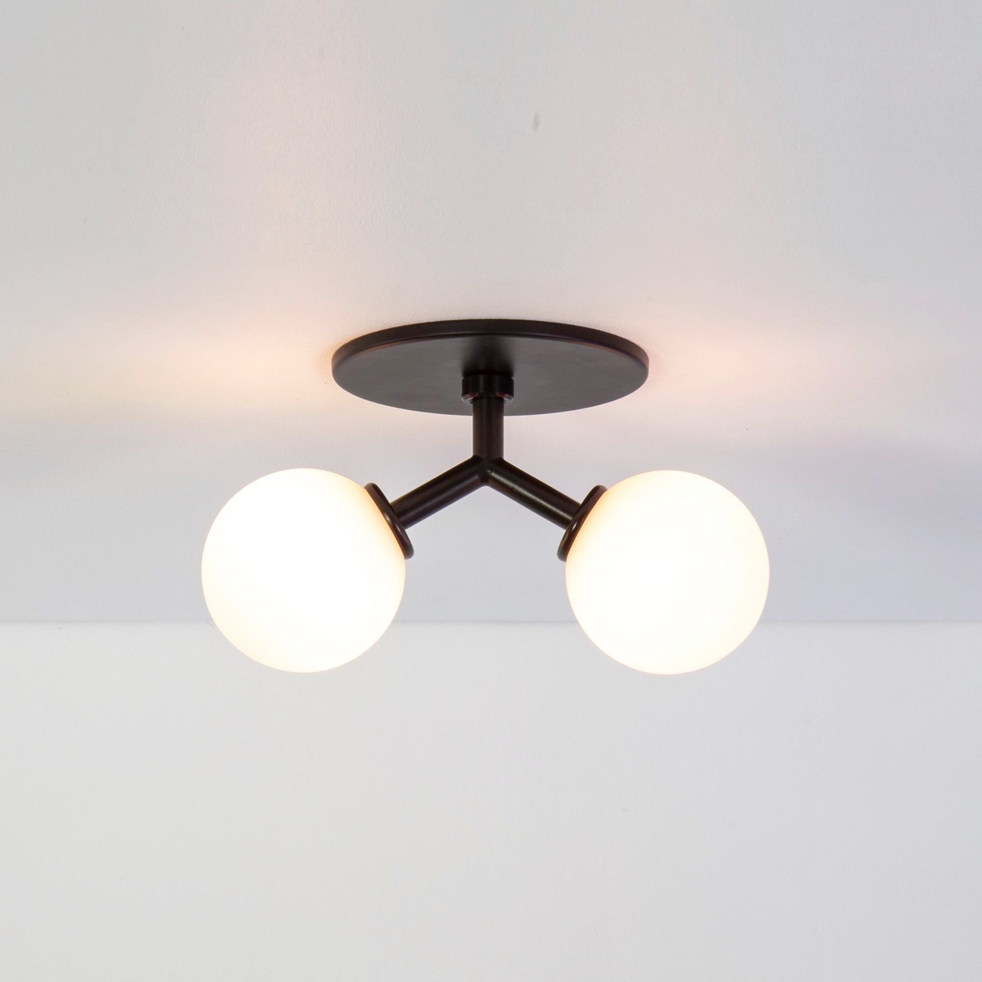 Y Flush Mount, Modern, 3 Inches Glass Globes, by Research.Lighting, Modern, Minimal