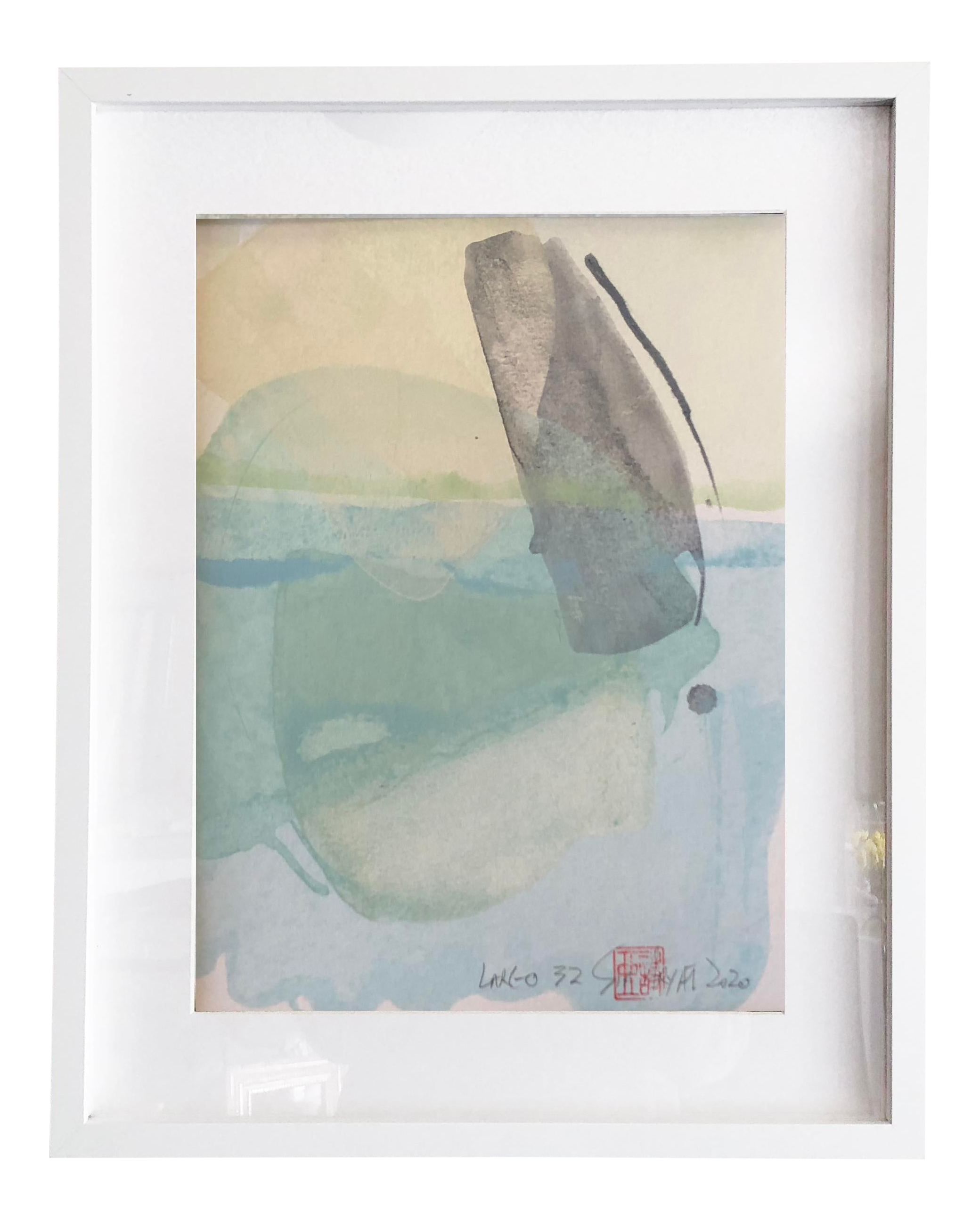 Largo 32 Abstract Acrylic Painting in White Shadow Box Frame Chairish