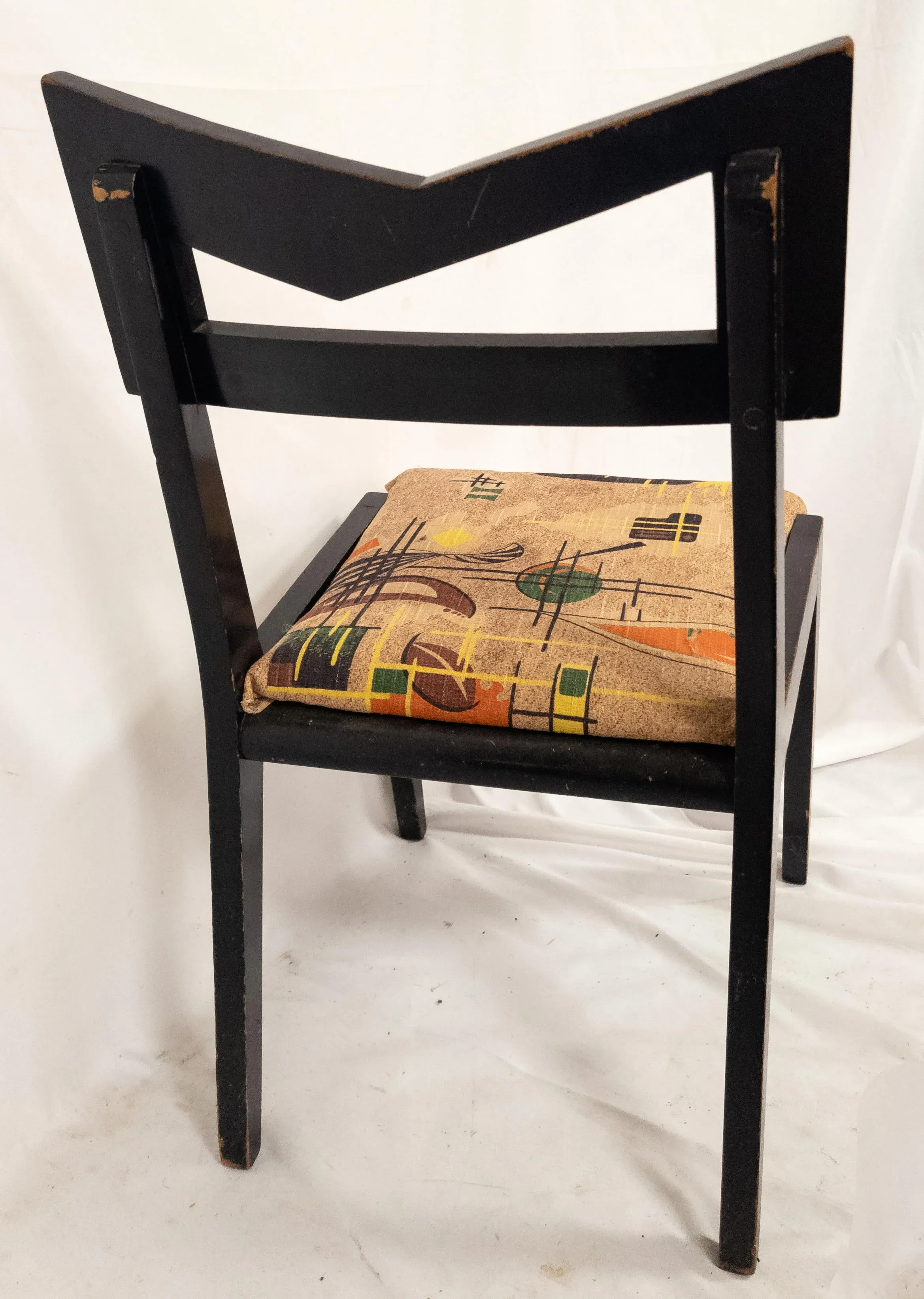 Mid Century Funky Art Deco Black Painted Decorative Side Chair