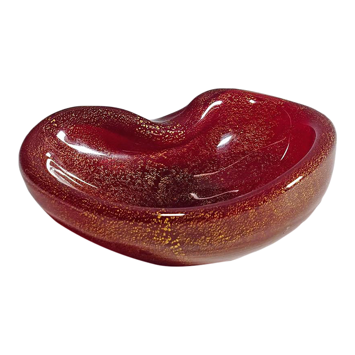 Murano Art Glass Bowl in Red With Gold, Seguso Ca. 1960s Chairish