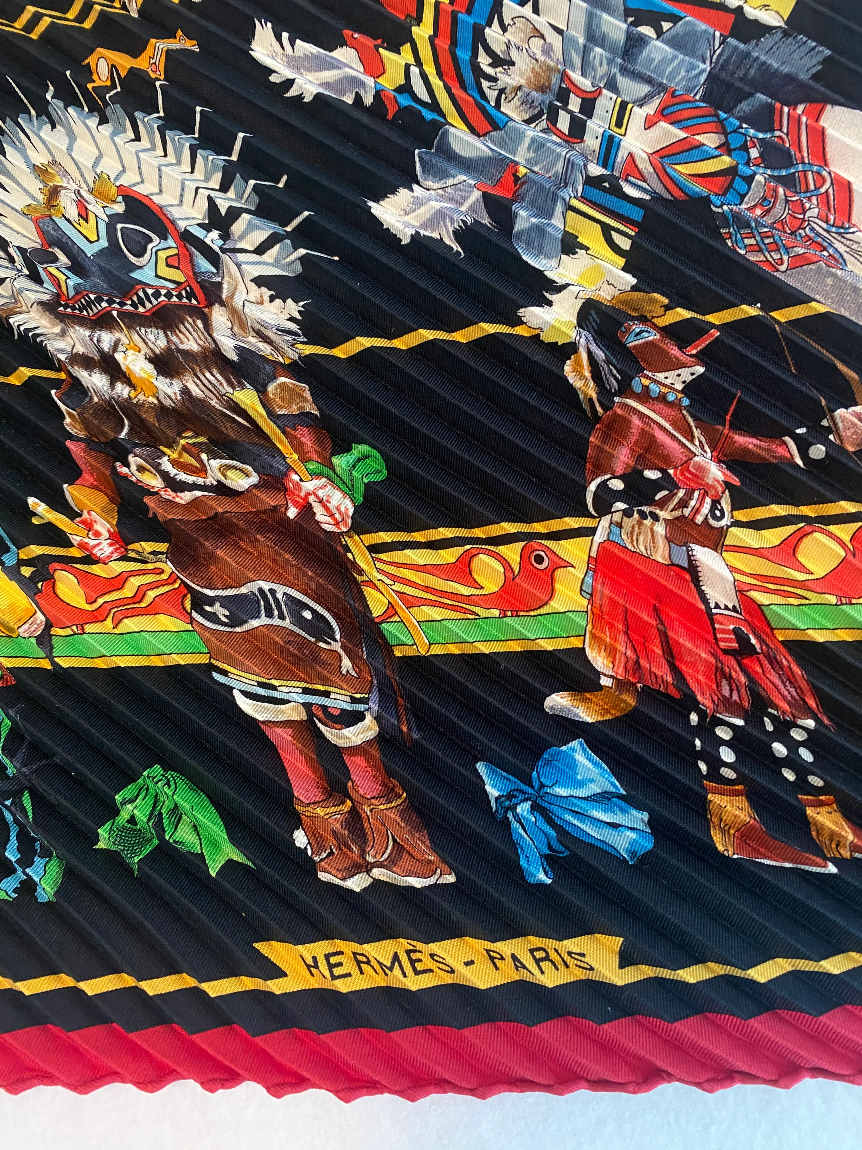 Late 20th Century Hermes Plisse Silk Scarf by Kermit Oliver