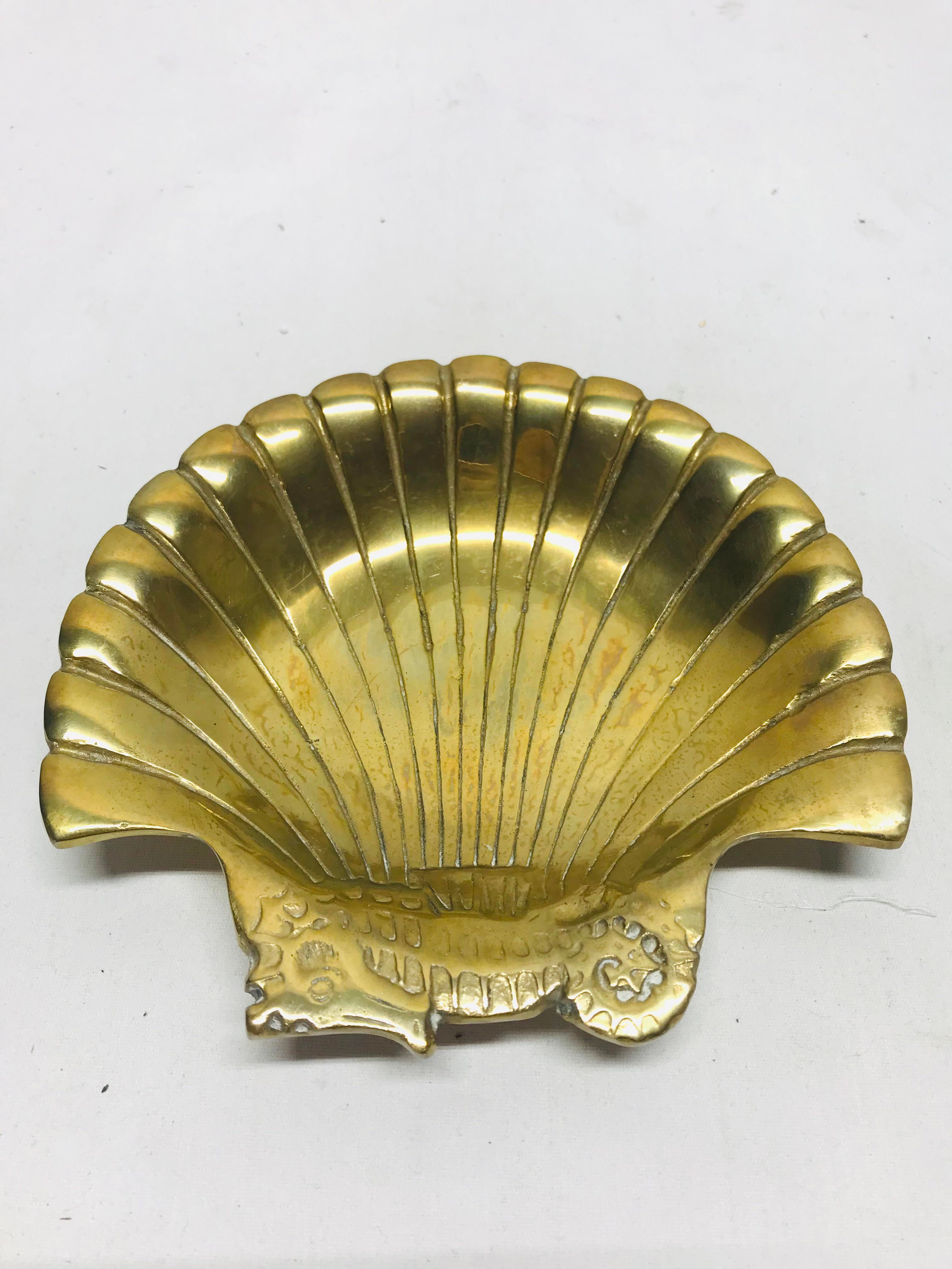 Andrea by Sadek Vintage Brass Seahorse and Shell Decorative Dish - Main Image