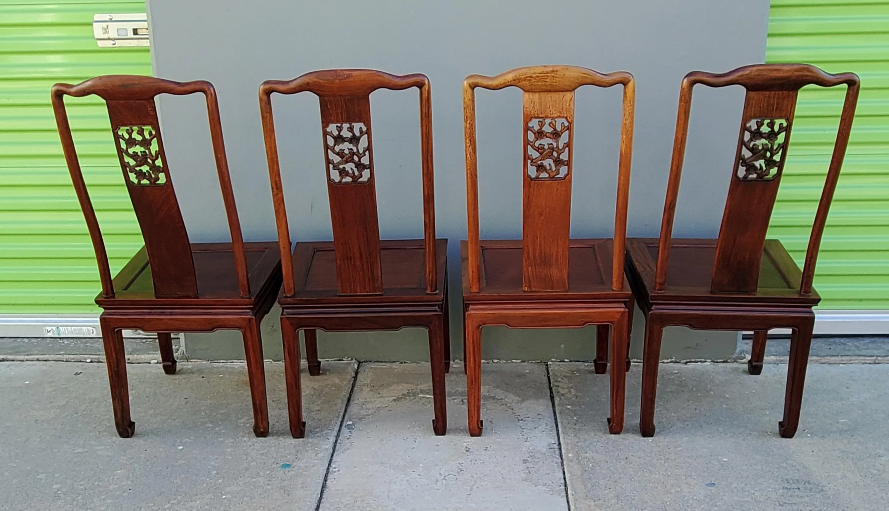 1920s Antique Chinese Ming Style Rosewood Dining Chairs With Hand