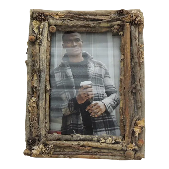 Vintage Bark and Dry Flowers Rustic Picture Frame Chairish