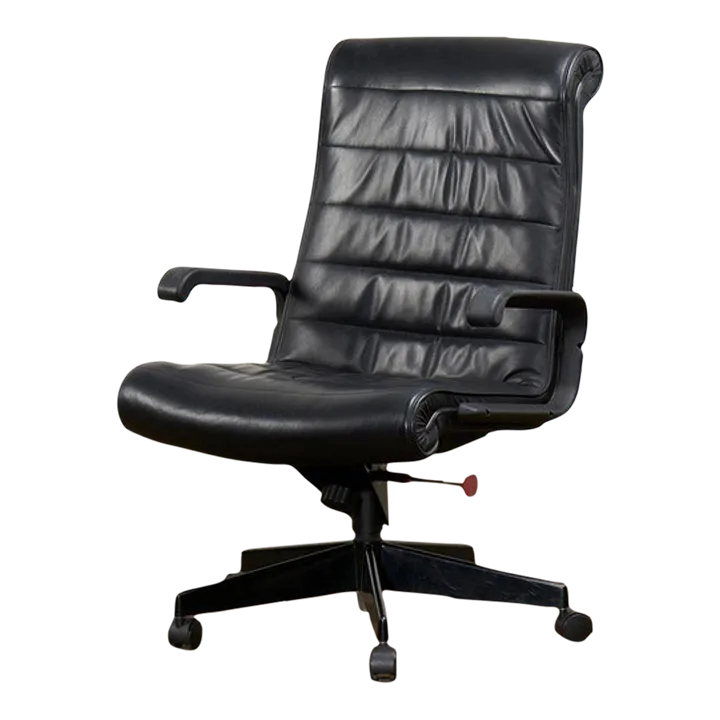 Black Leather Desk Chair by Richard Sapper for Knoll Inc/Knoll Intl