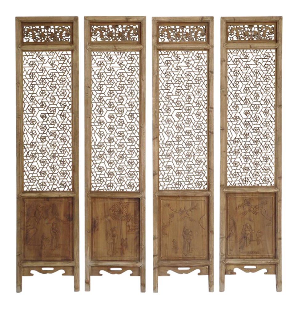 Geometric Flower Screen Panel Set of 4 Chairish