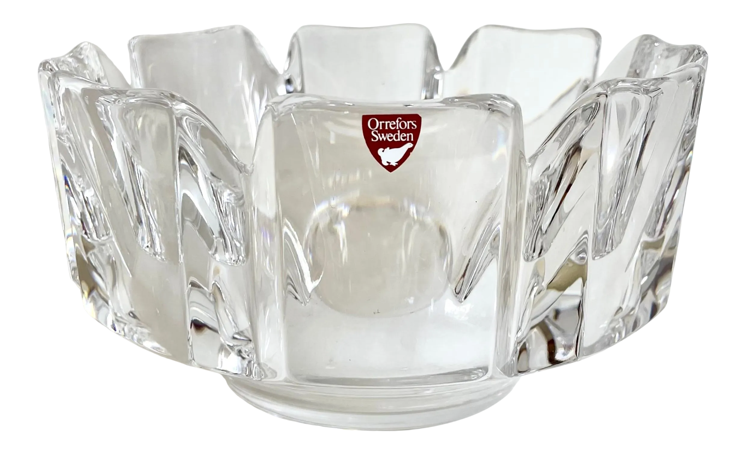 Vintage Orrefors Crystal Corona Bowl by Lars Hellsten | Chairish