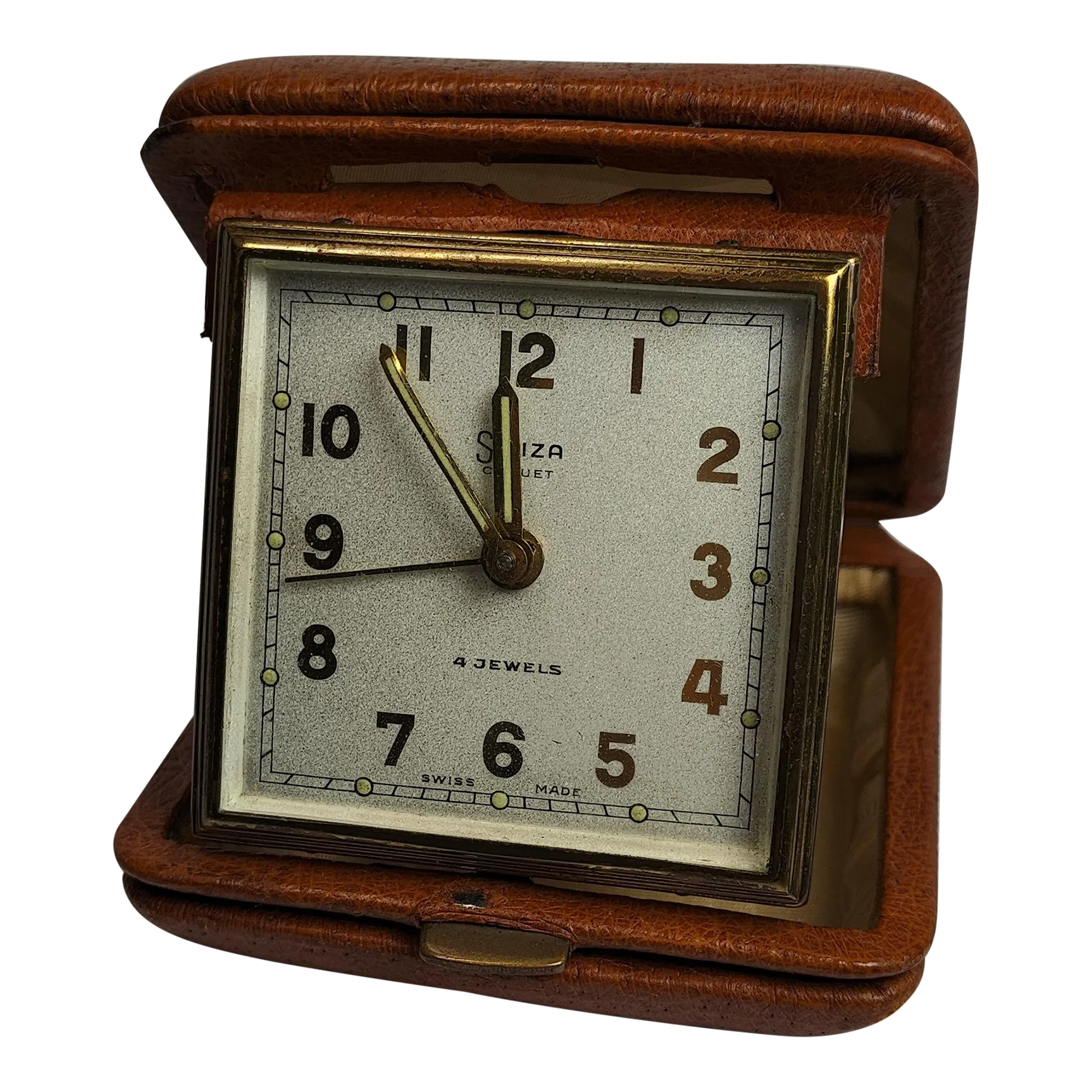 Mid 20th Century Swiss Made Folding Alarm Clocks Swiza Coquet