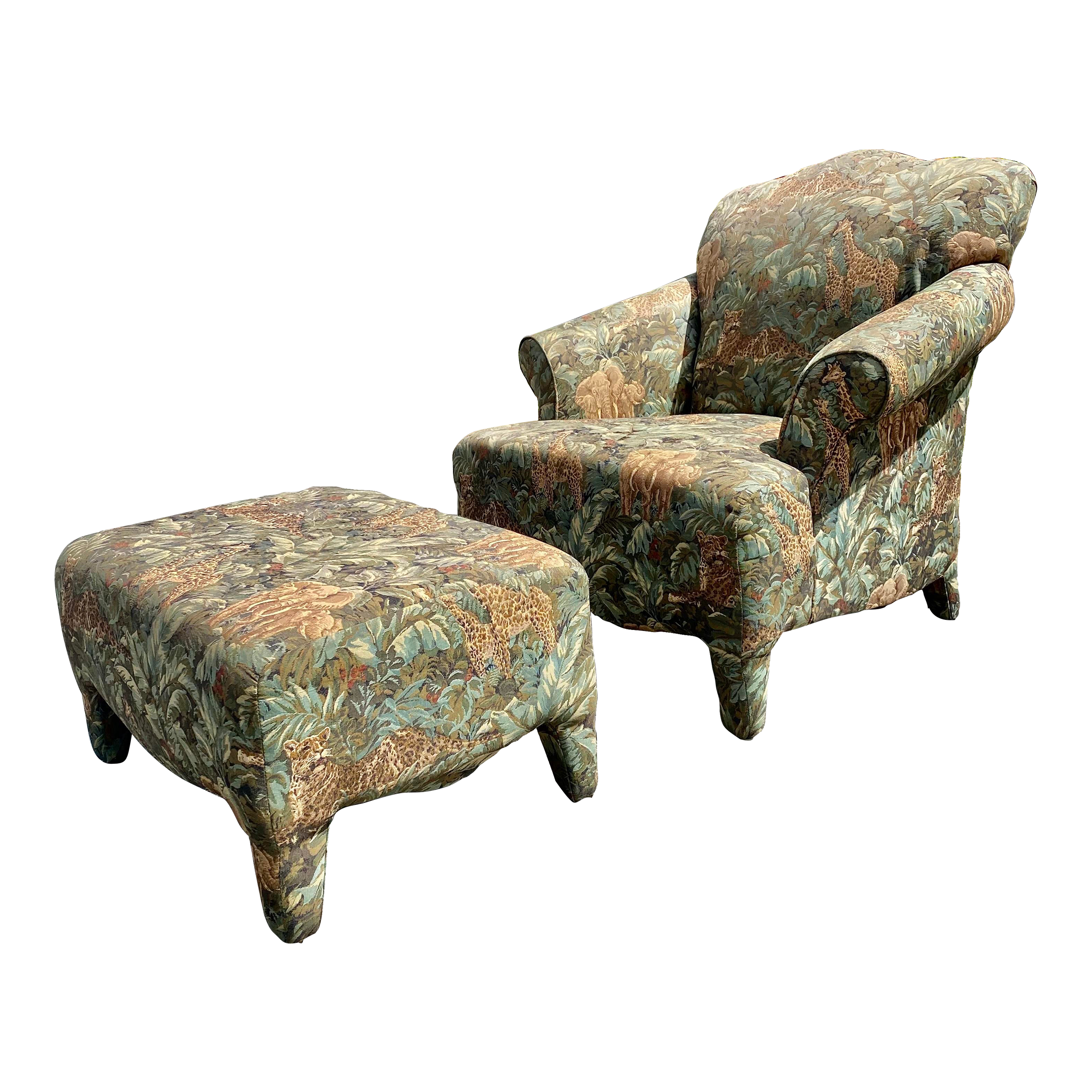 antique chair and footstool