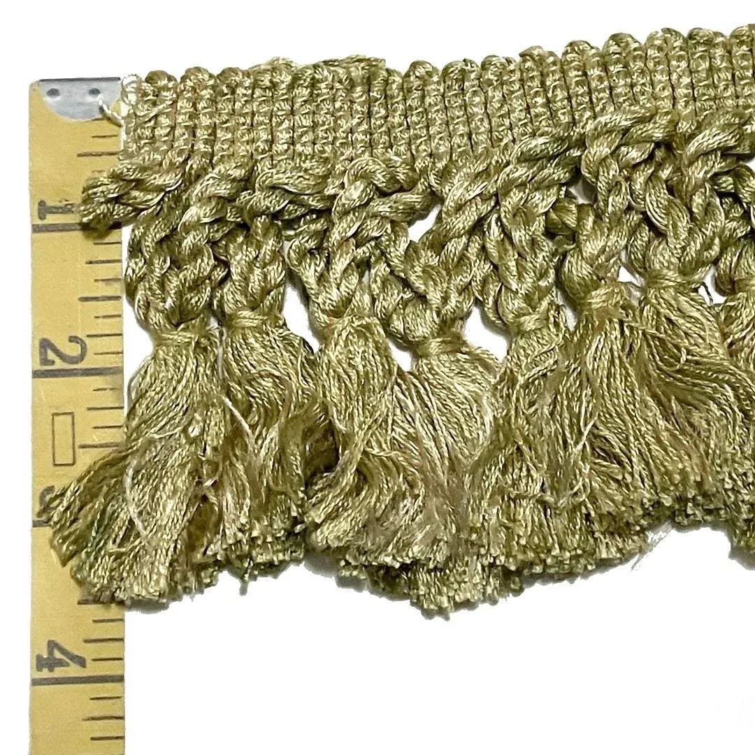 1980s Vintage Pale Green Heavy Wide Tassel Fringe Trim- 2 Yards