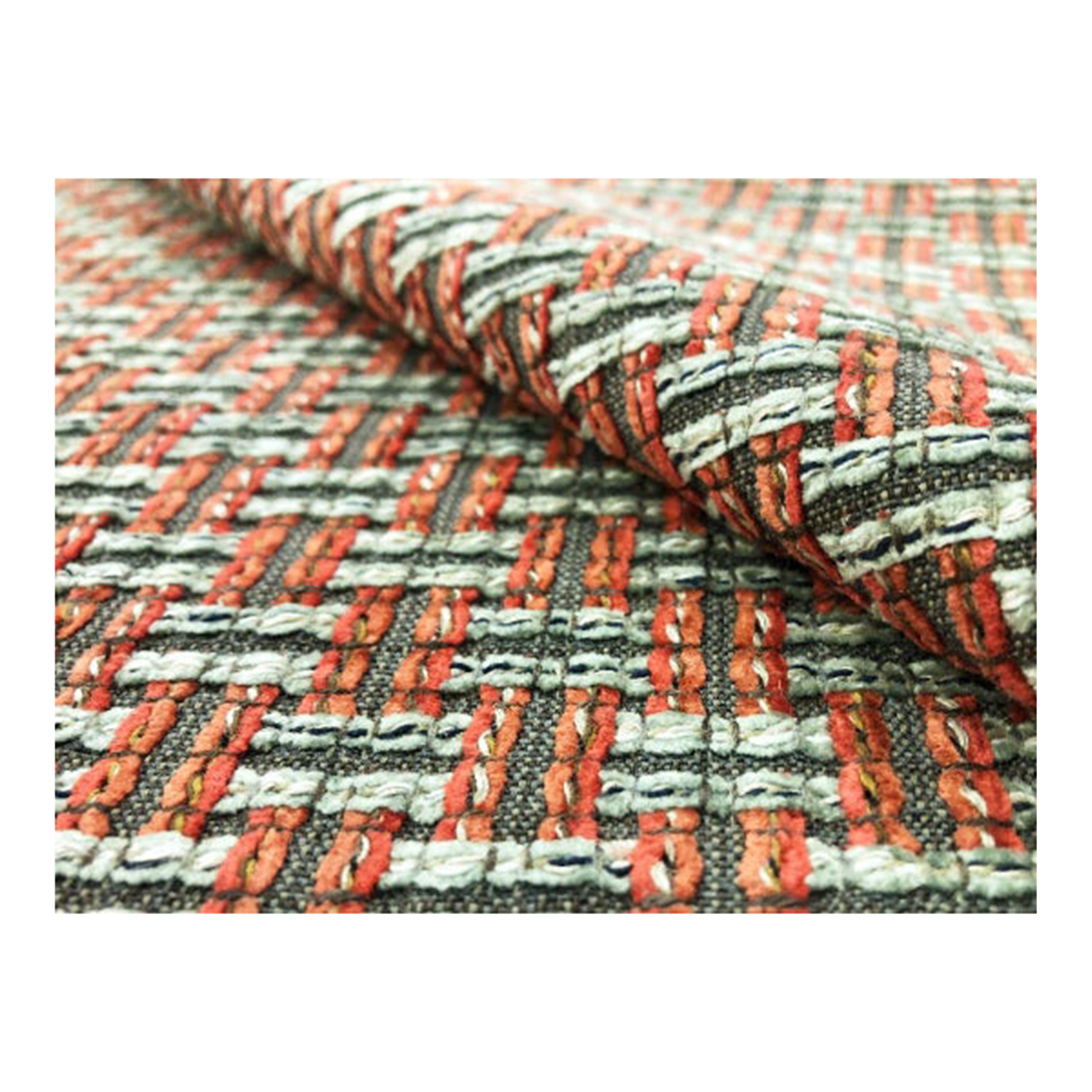 Cowtan & Tout Keston Gray Brick Red Geometric Boucle MCM Mid