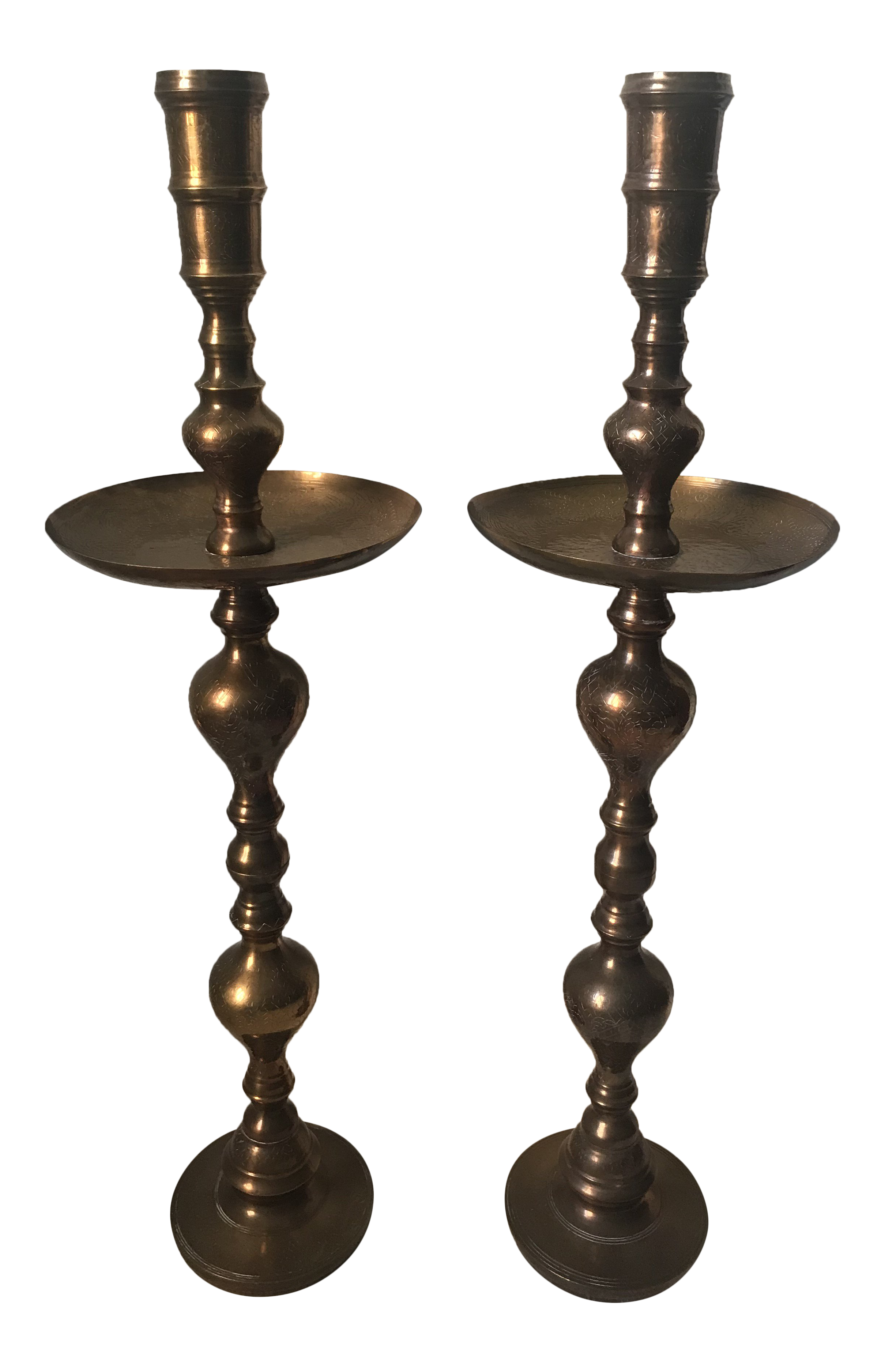 1970s Moroccan Pillar Floor Altar Candle Holders A Pair Chairish