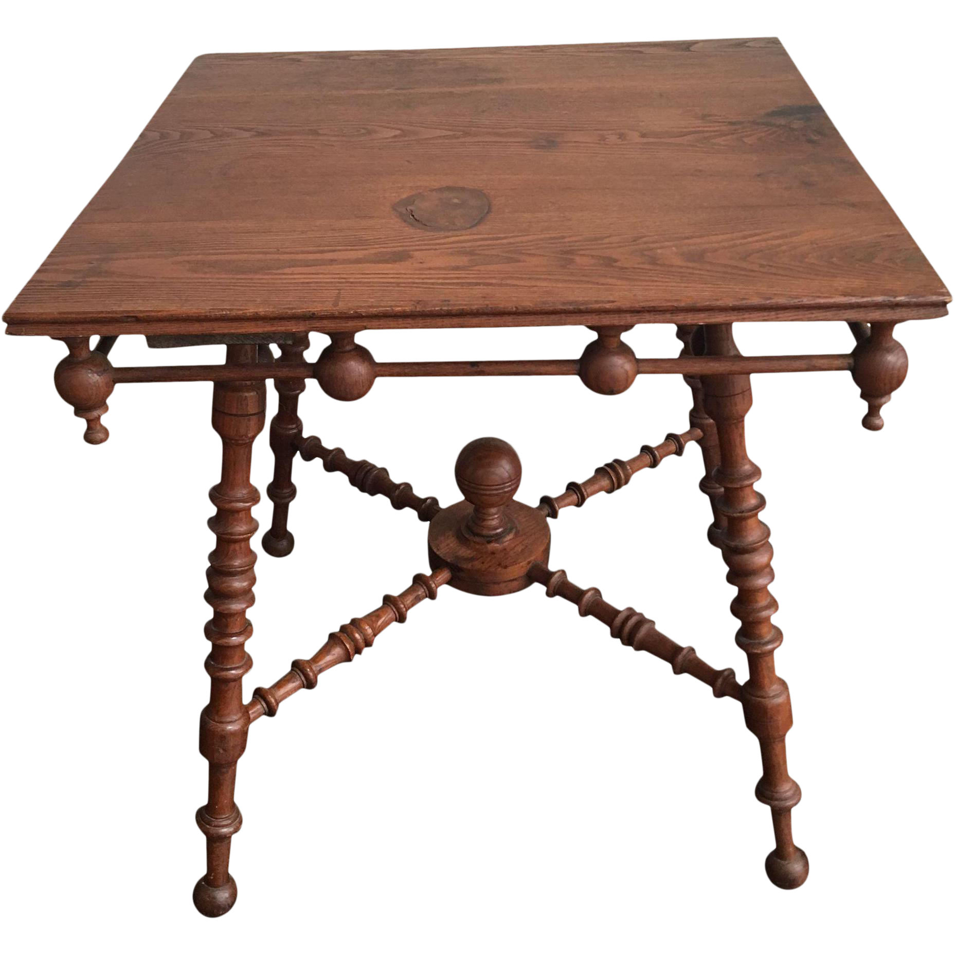 Antique Arts & Crafts Oak Stick & Ball Table Chairish