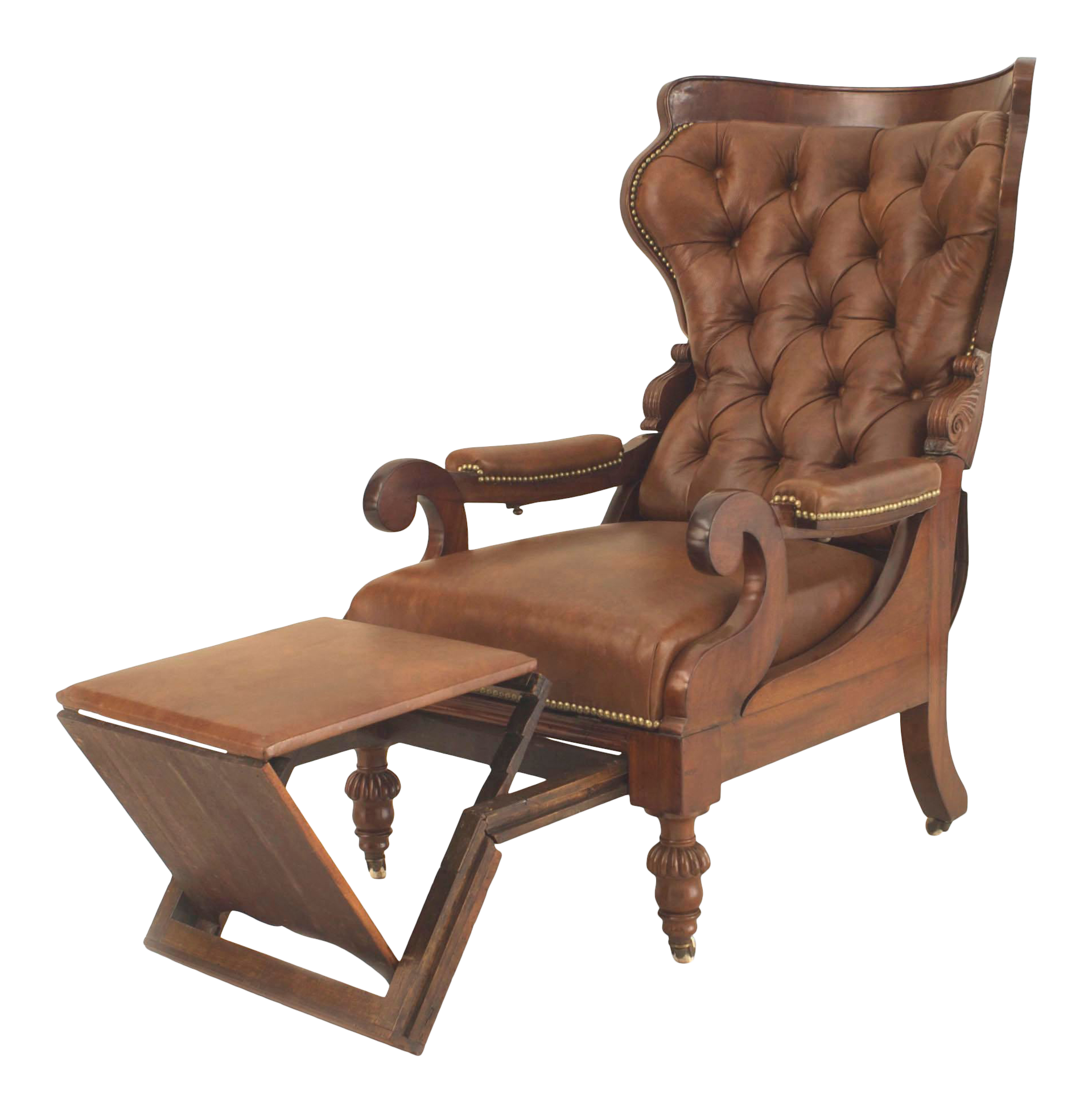 english victorian mahogany arm chair with footrest