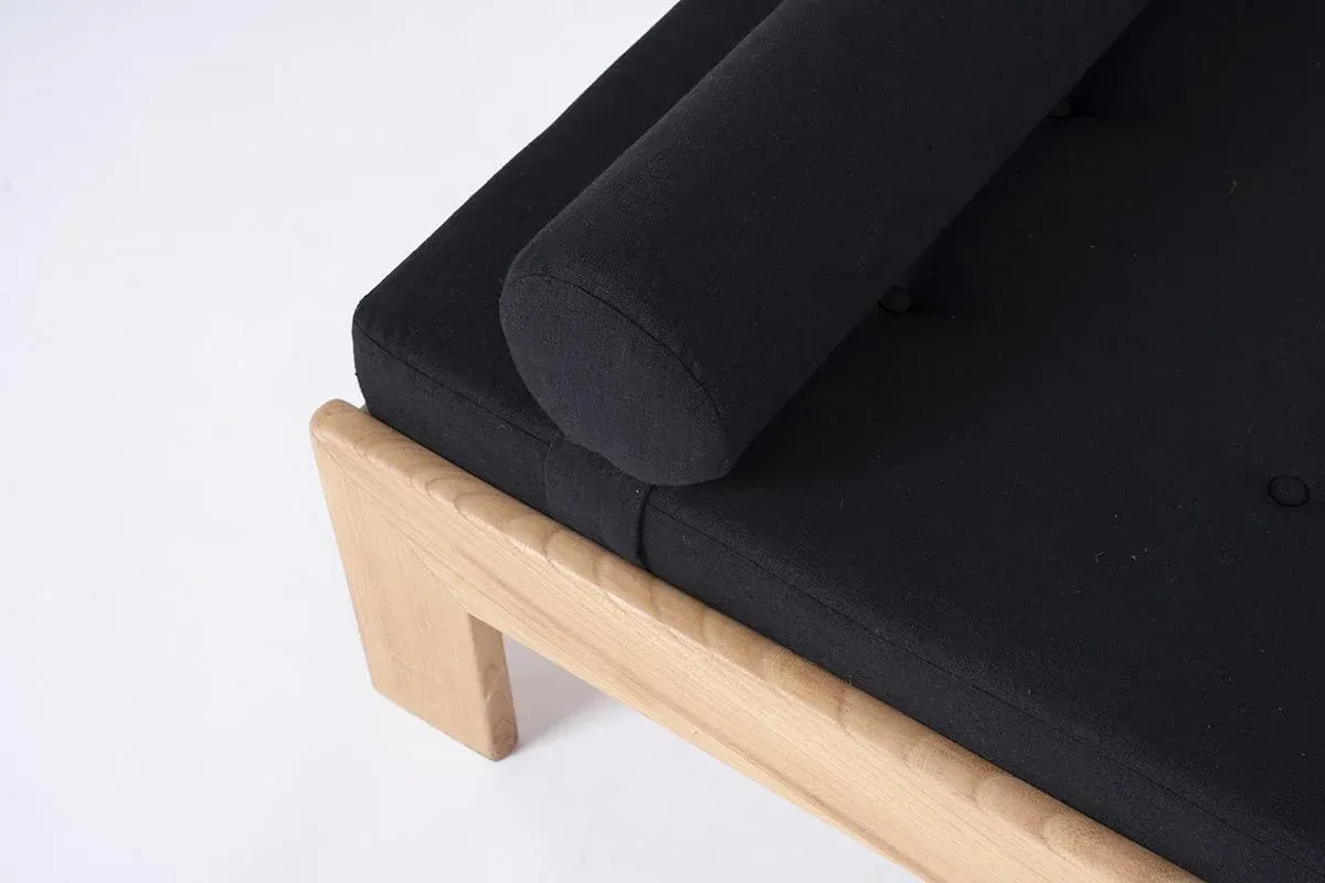 Daybed in Elm and Black Linen, 1980
