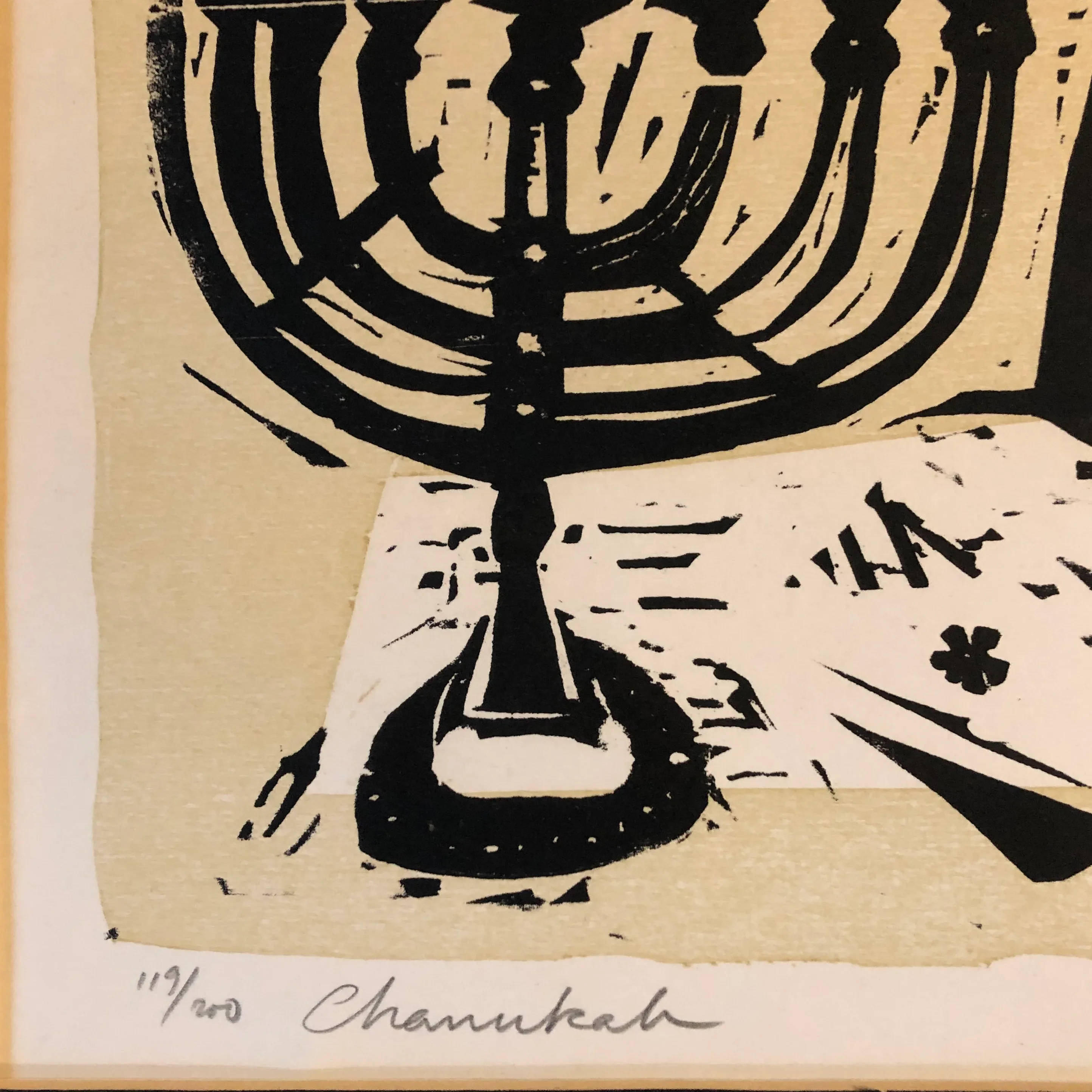 1960's Original Irving Amen Wood Block Print “Chanukah “ | Chairish