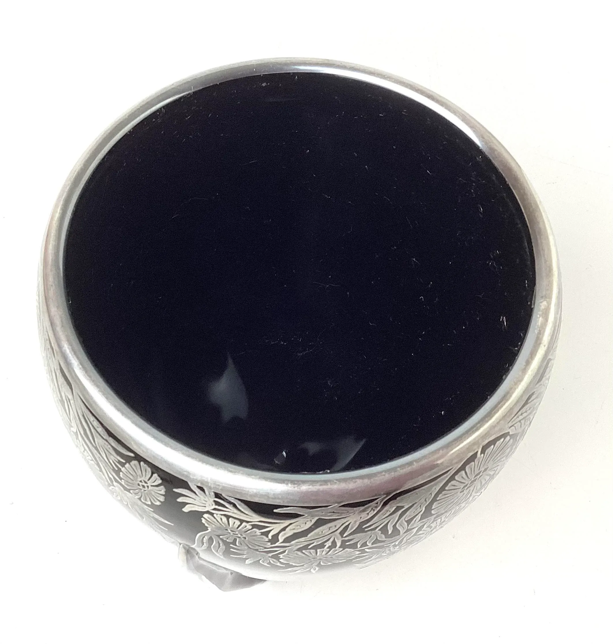 Art Deco Ebony Black Rocket Vase With Sterling Silver Overlay by Duncan and Miller 1930’s main image 0