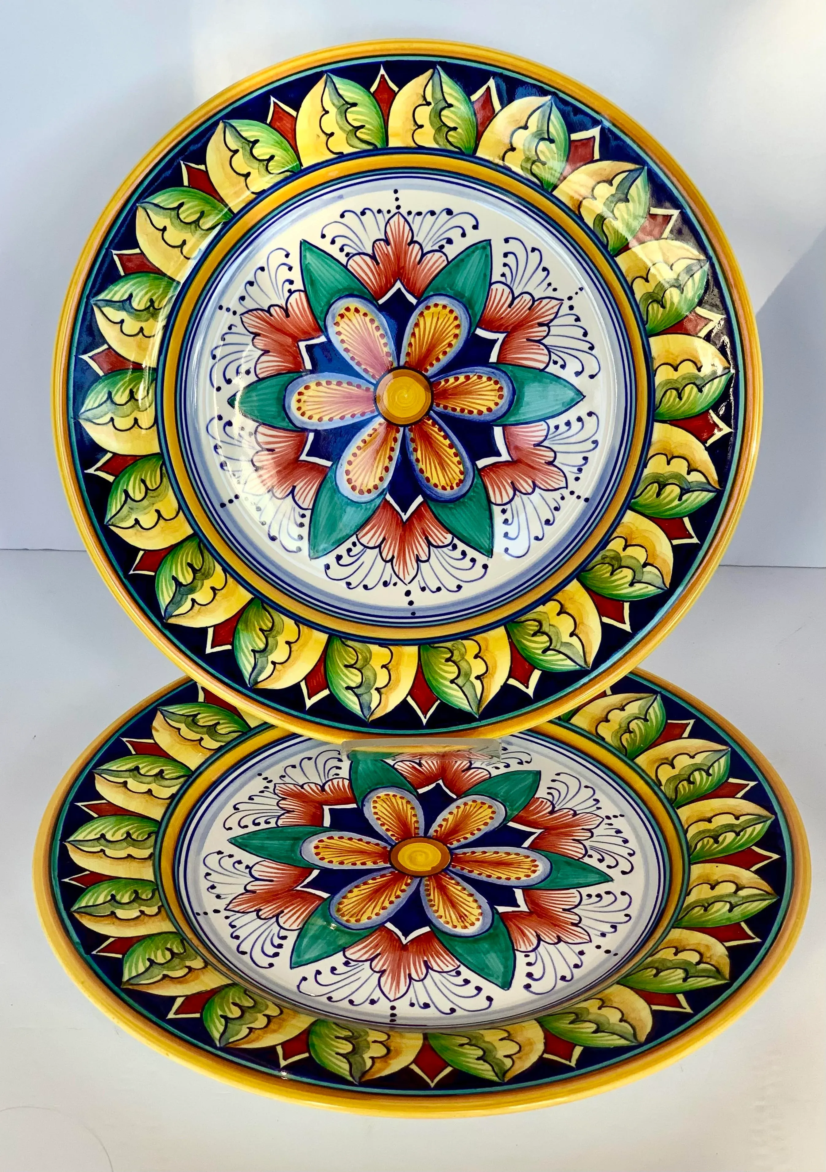 Gialletti Giulio Deruta Dec A Mano 陶器トレイ Vintage Italian 'Gialletti Giulio' Deruta Hand Painted Majolica