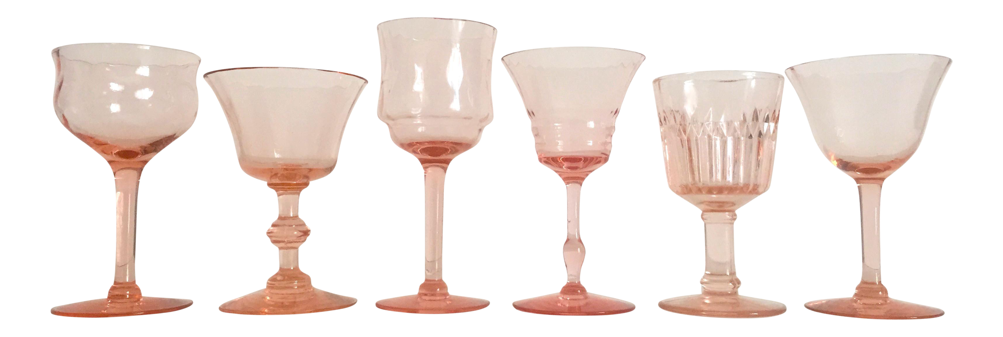 Vintage Blush Pink Wine Glasses Set of 6 Chairish
