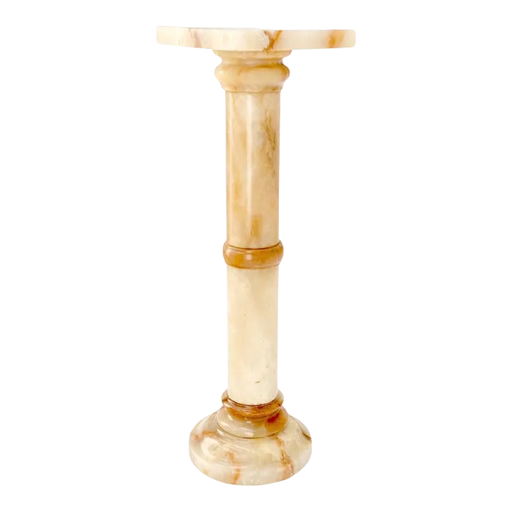 Vintage Round Turned Onyx Pedestal Stand Chairish