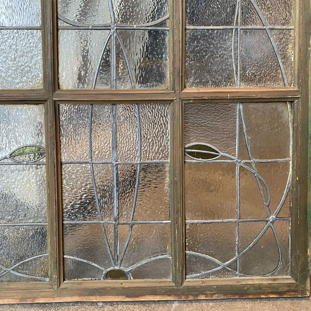ウッドガラスフレーム　ヴィンテージポスター　PN epo English Art Nouveau Stained and Leaded Glass Pine Frame