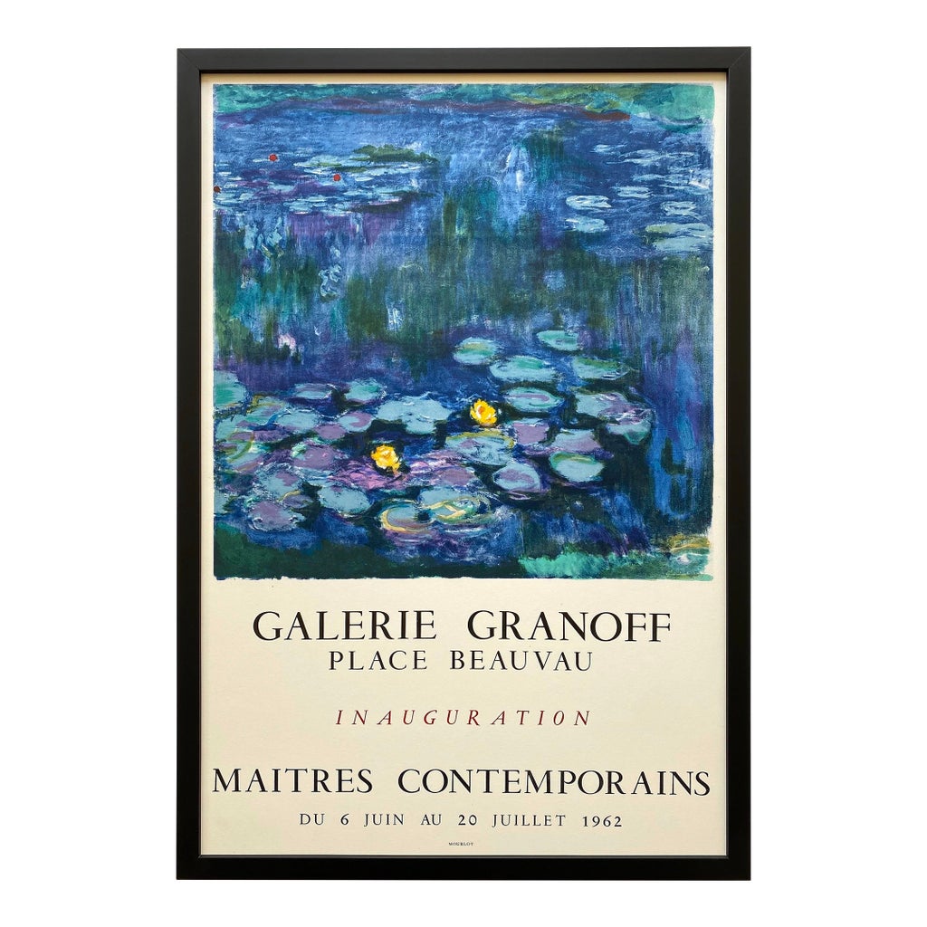 e*d様 希少 原版 Mourlot Paris ポスター Claude Monet Vintage 1962 Impressionist Mourlot Fine Art