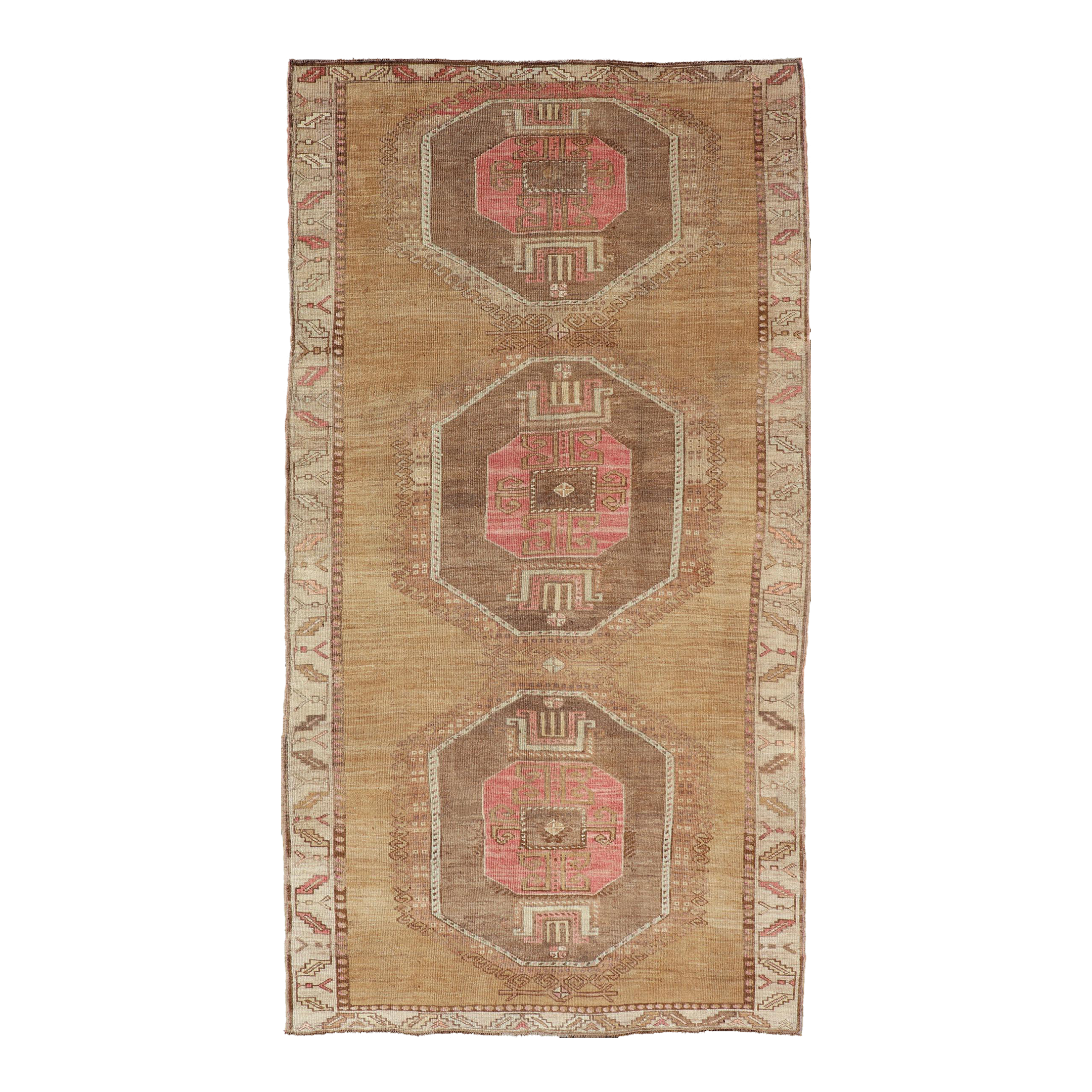 Vintage Turkish Kars Gallery Rug With Geometric Medallions by Keivan Woven Arts