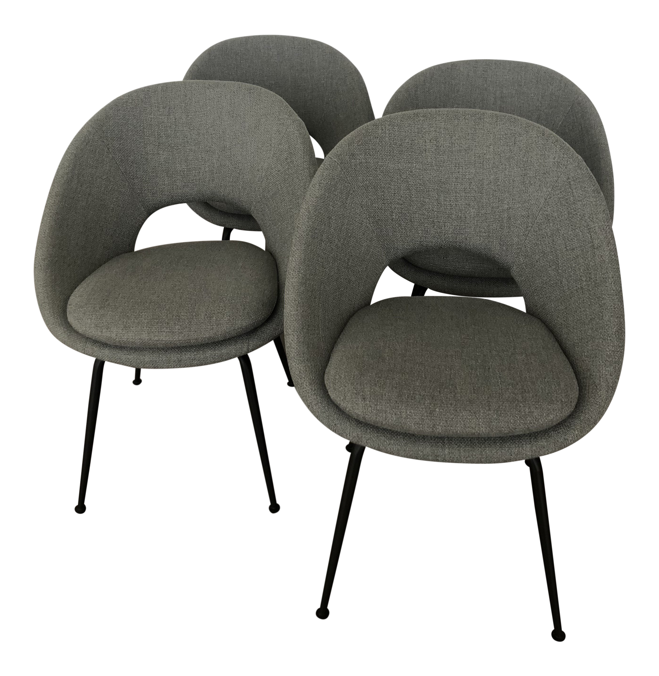 West Elm Orb Upholstered Dining Chairs Set Of 4 Chairish