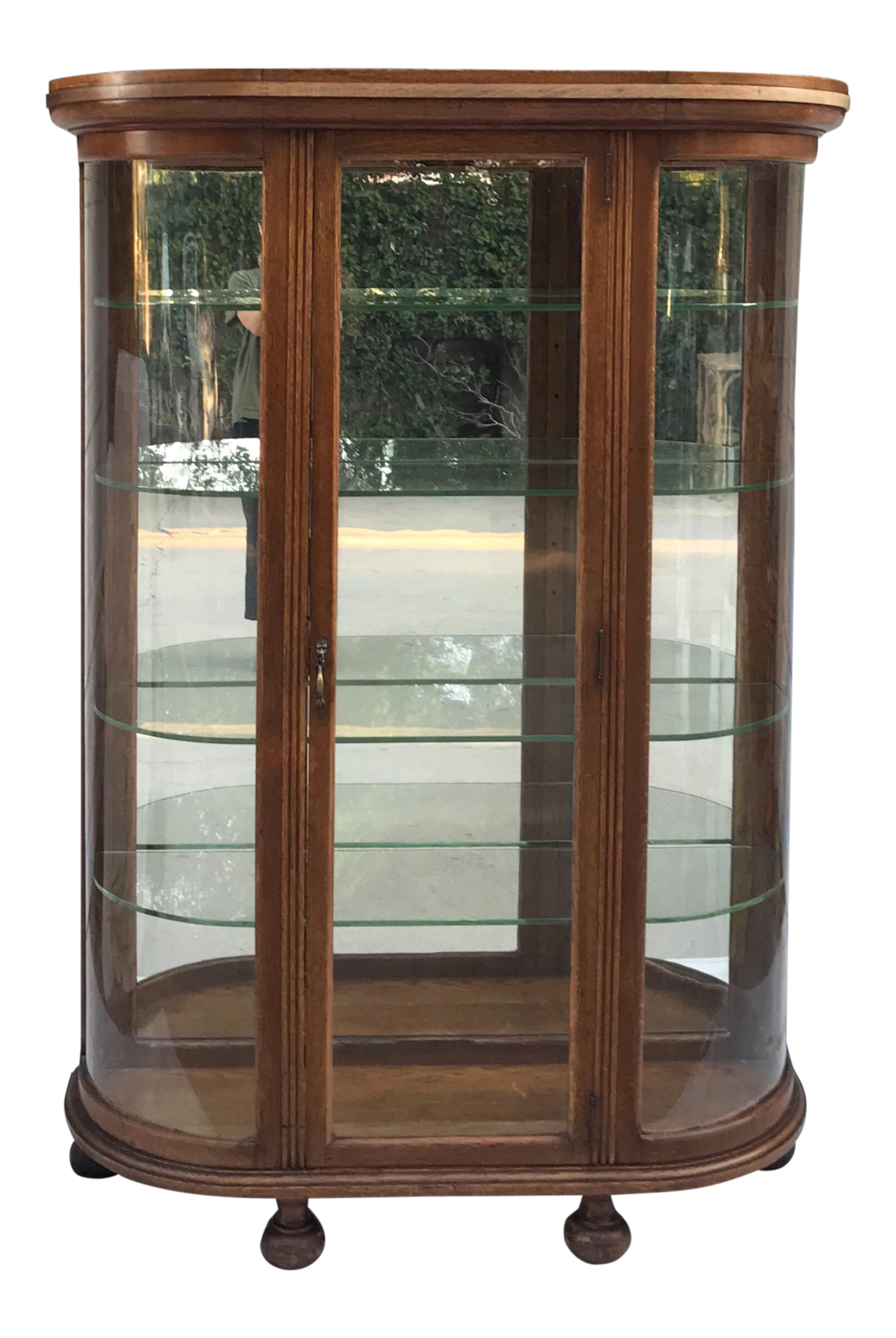 Antique Round Glass Wood China Curio Cabinet Chairish