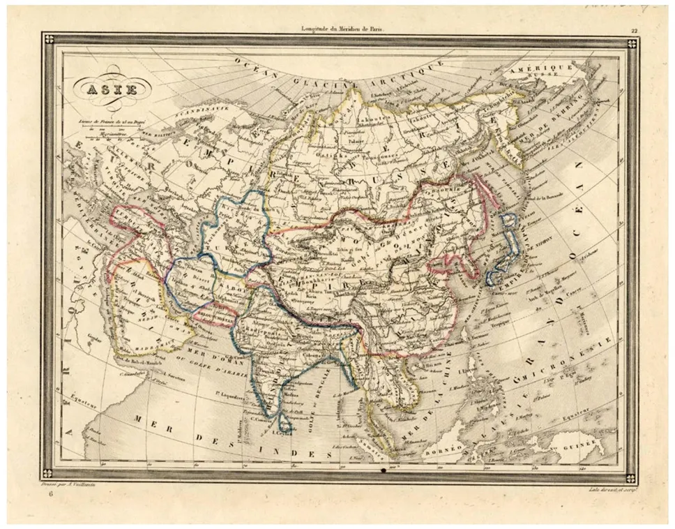 Antique Map of Asia, 1846