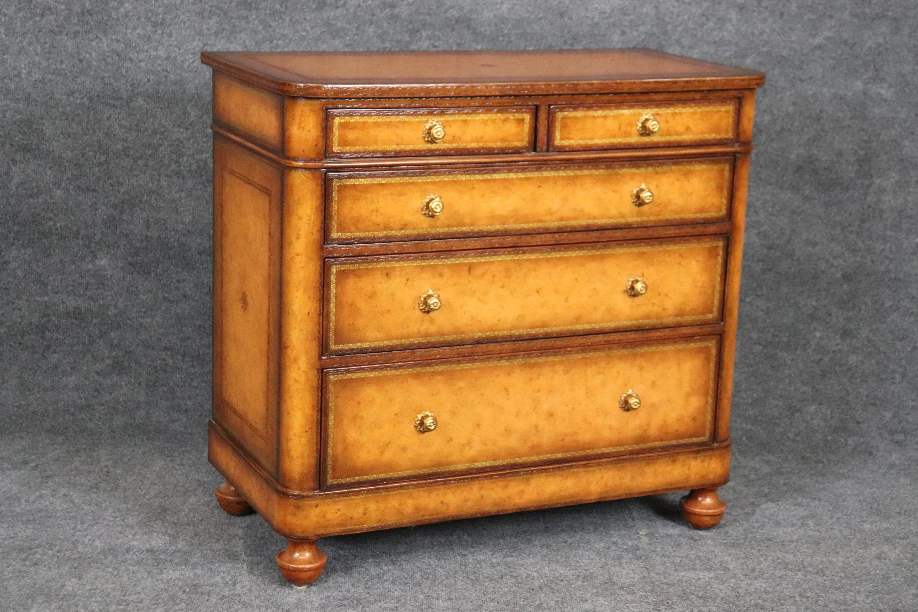 Maitland Smith Embossed Leather Wrapped Chest of Drawers Commode