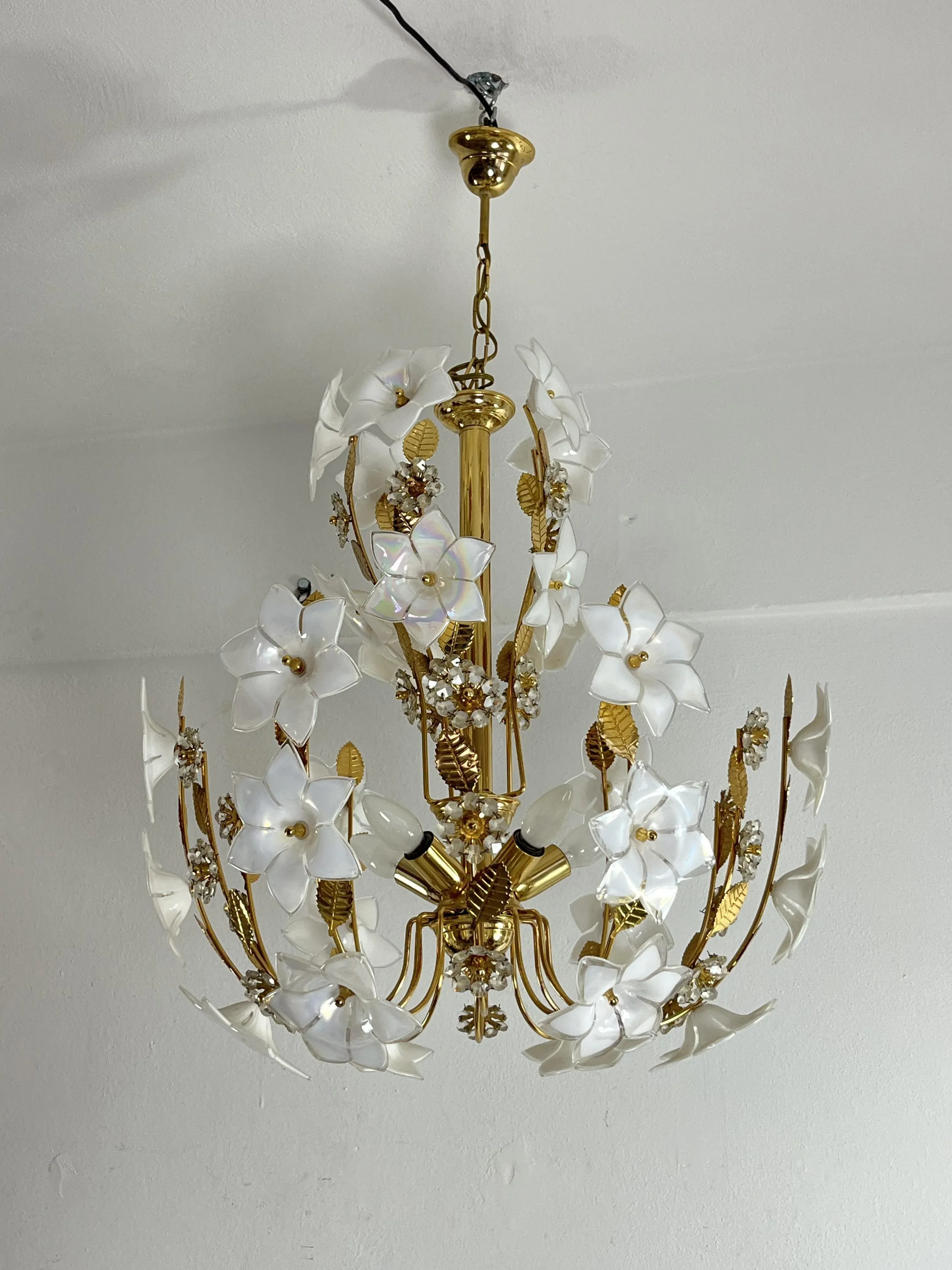 Mid-Century 5-Light Murano Glass Flower Chandelier, 1960s