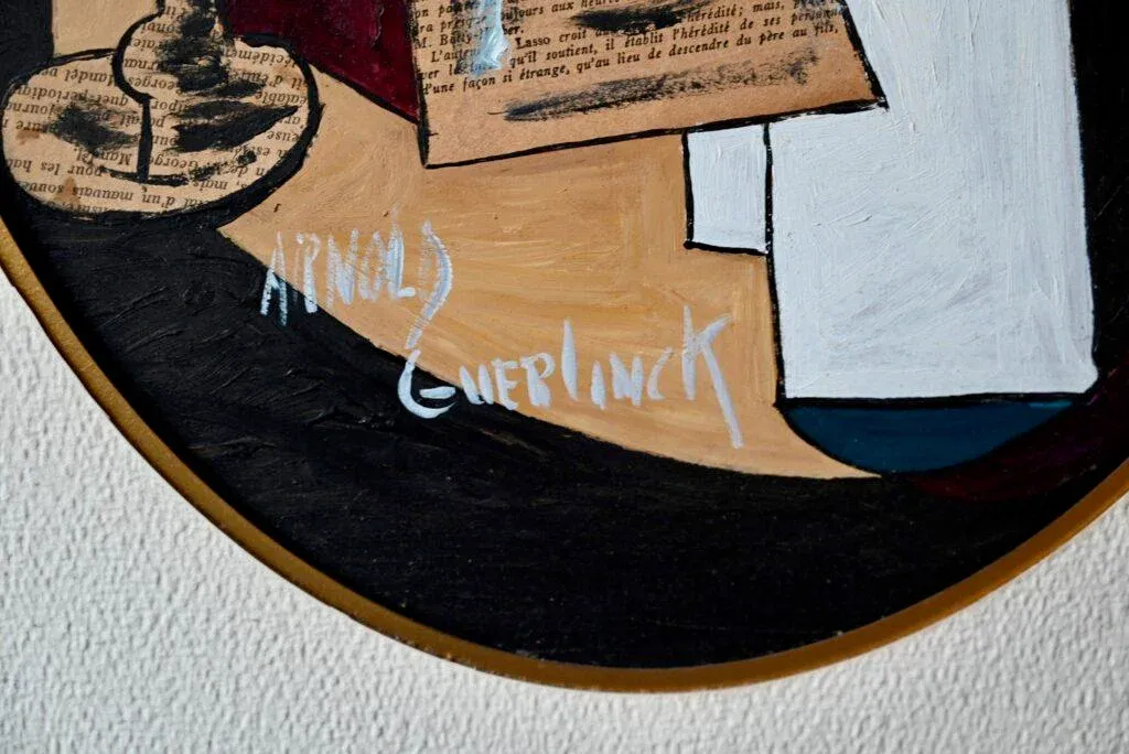 Arnold Guerlinck, Cubist Composition, 1970s, Mixed Media, Framed