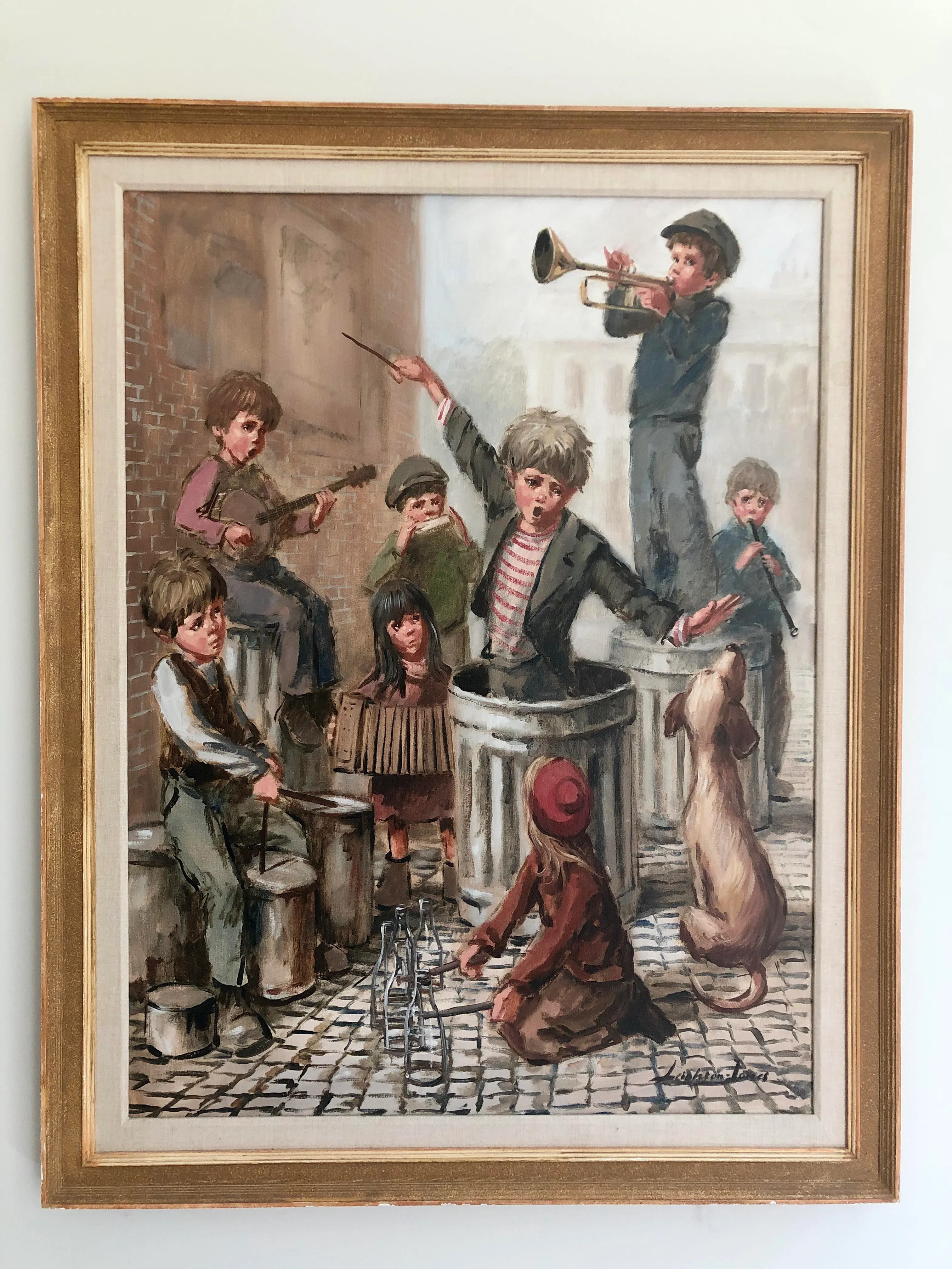 Original Barry Leighton-James Large Children Oil on Canvas Band of