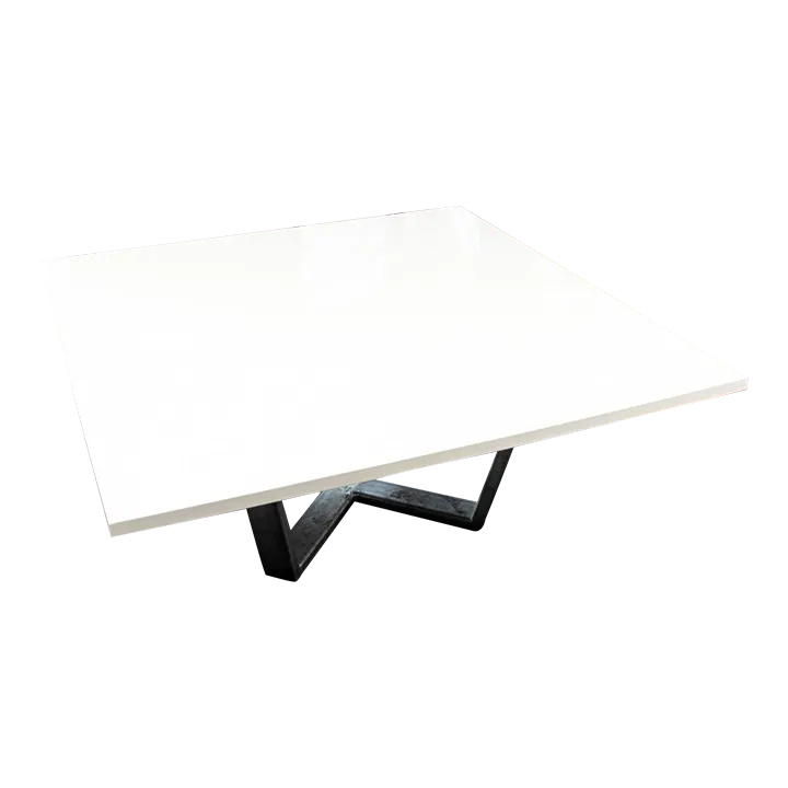 Late 20th Century Custom Oversized White Lacquered Wood and Steel Dining Table Chairish