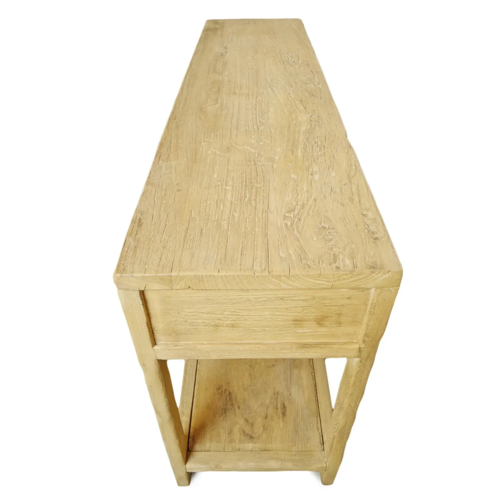 Vintage Simple 4-Drawer Blonde Elm Console Table