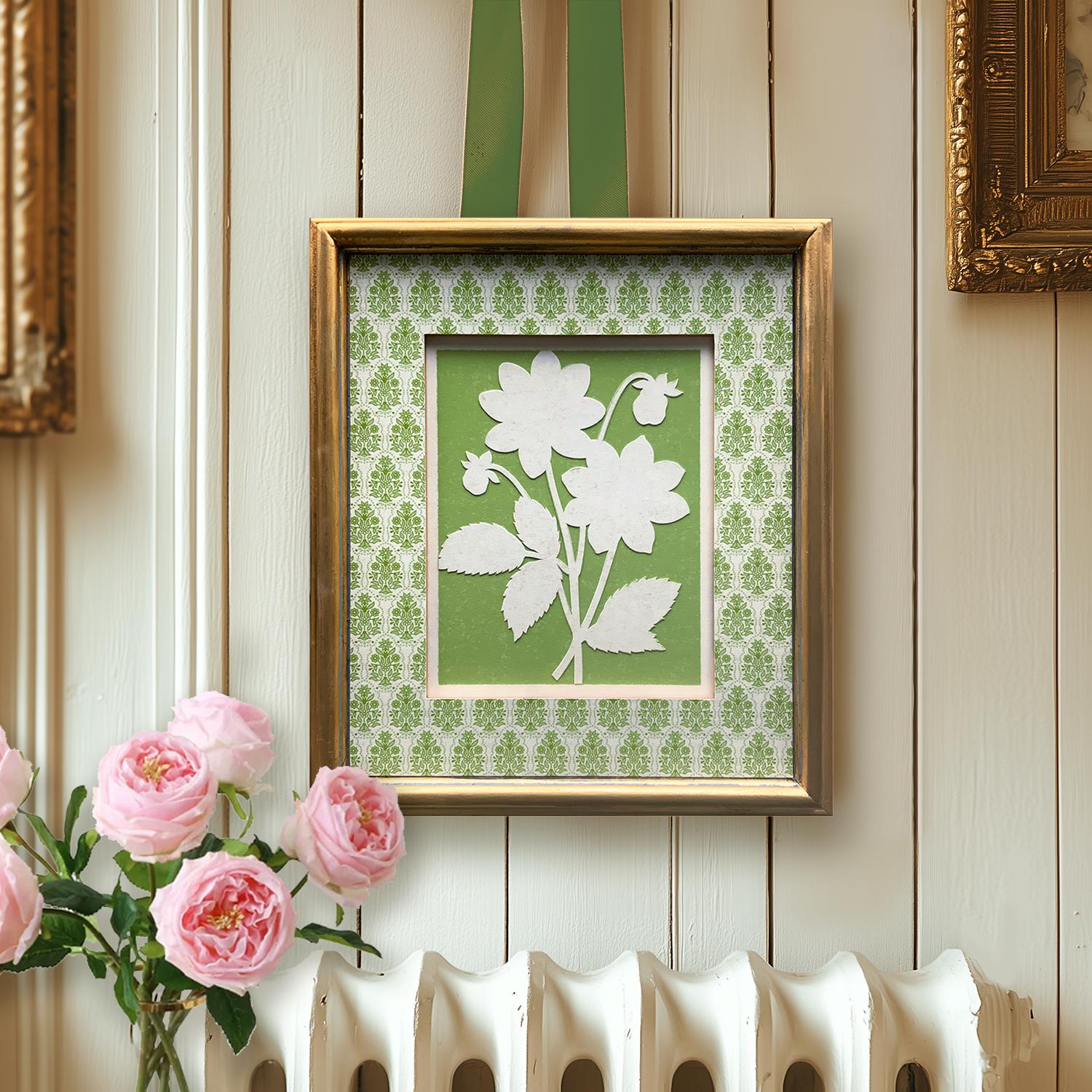 Contemporary Green and White Paper-Cut Botanical in Hand-Made Frame |  Chairish, image size:1500x1500