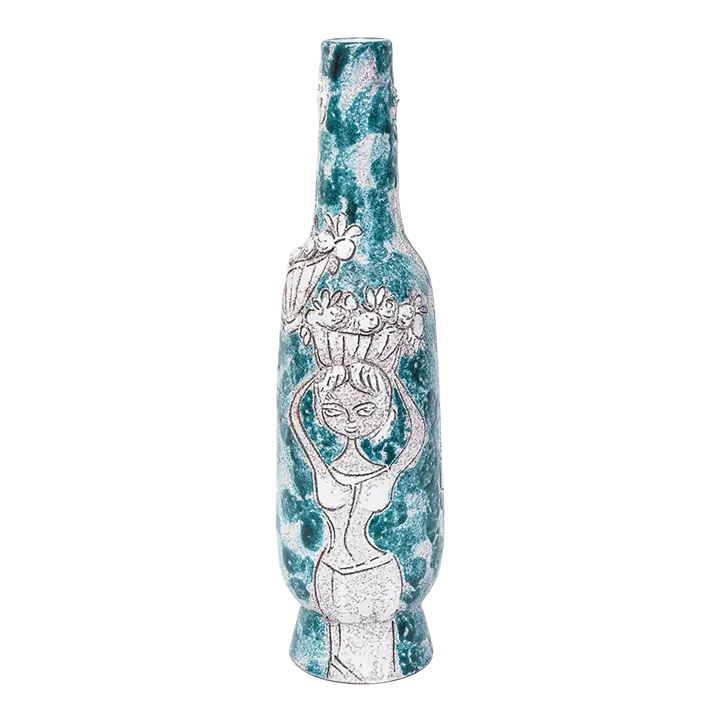 Vintage Italian Glazed Ceramic Raymor Gambone Style Tall Vessel, Object or Sculpture Chairish