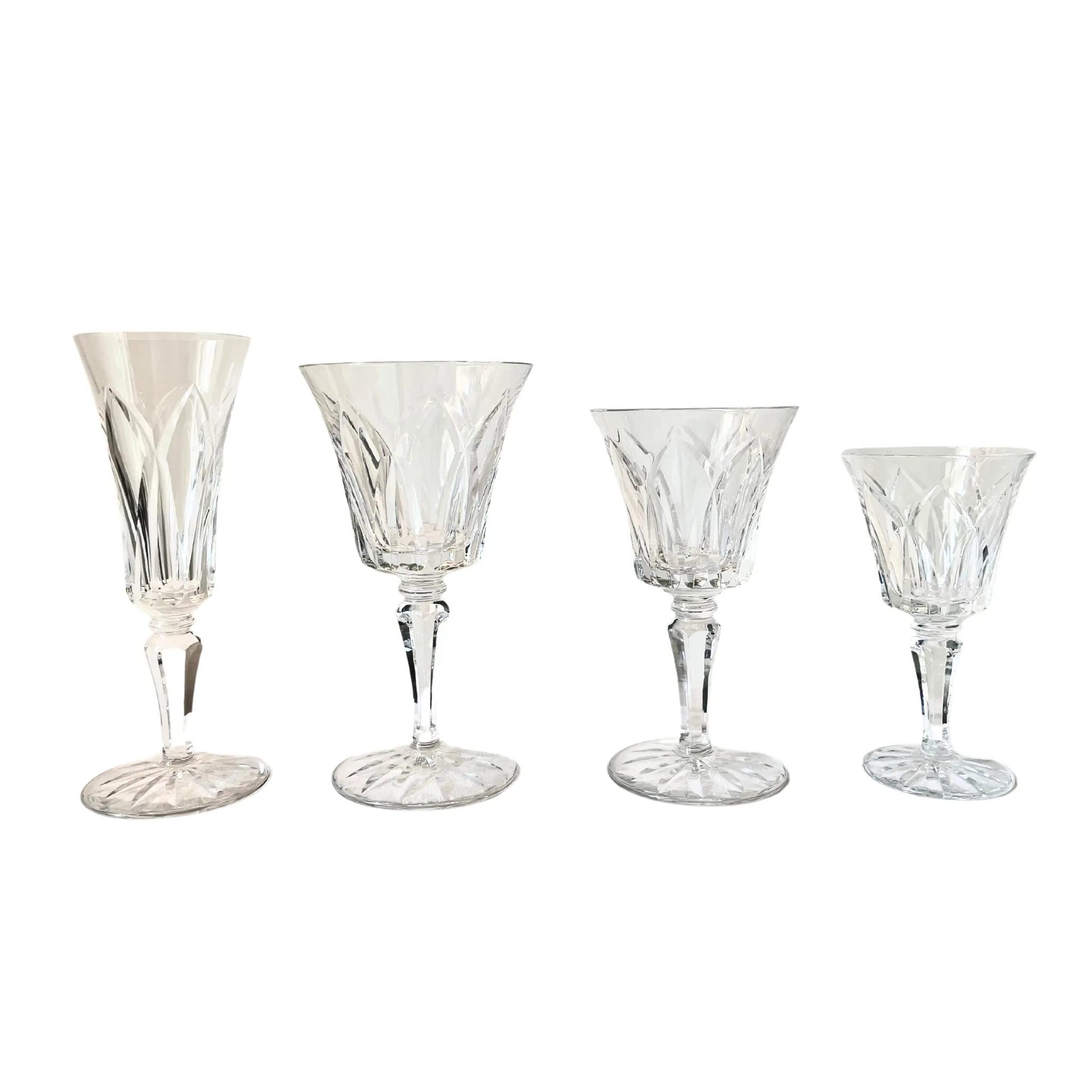 heavy wine glasses Set of 4 elegant Cristal D’Arques heavy water goblets / wine glasses - bar  glasses - bar cart glasses - stemware - longstem main image 0