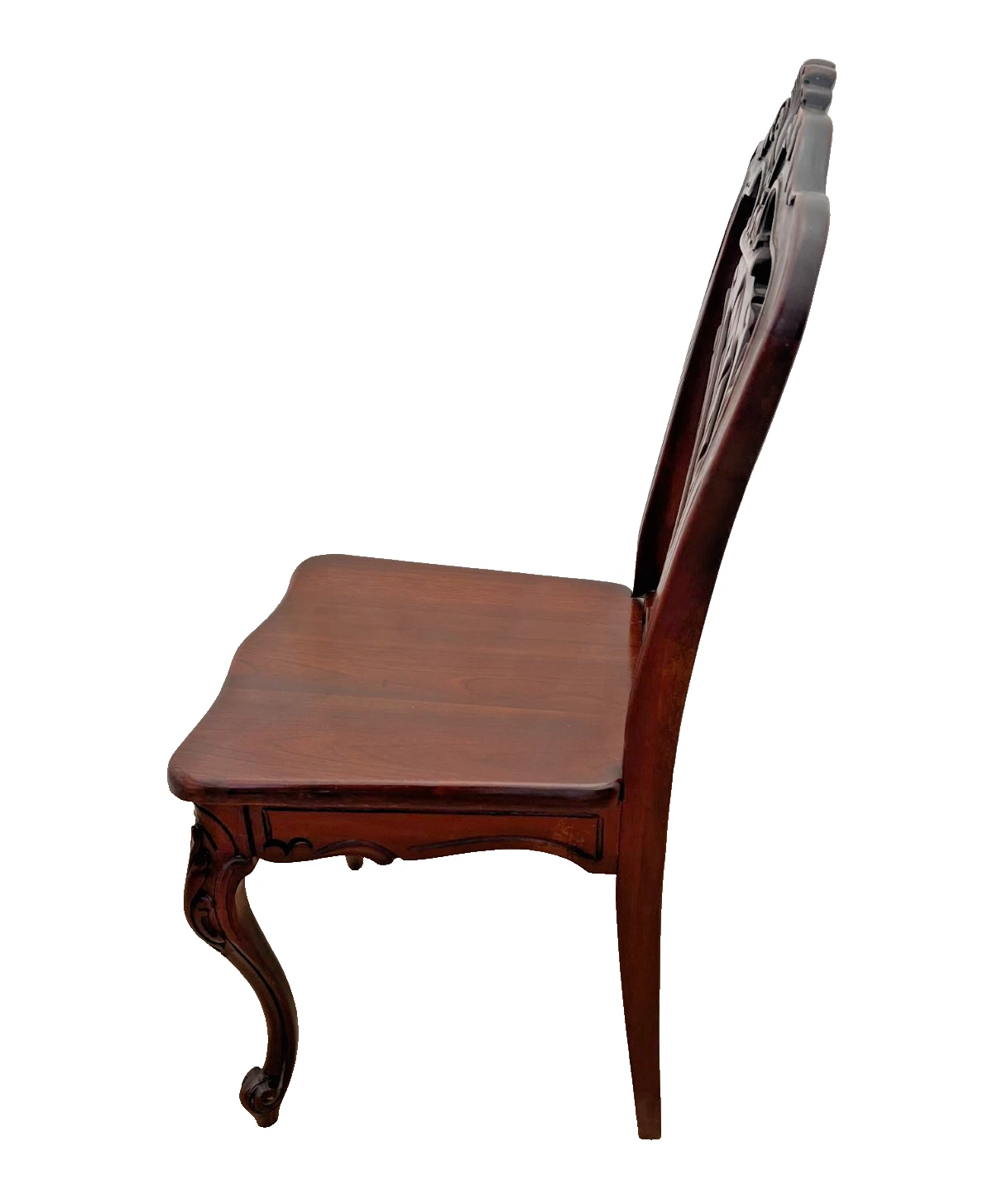 Vintage French Accent Chair Hand Carved Back and Legs in Solid Cherry