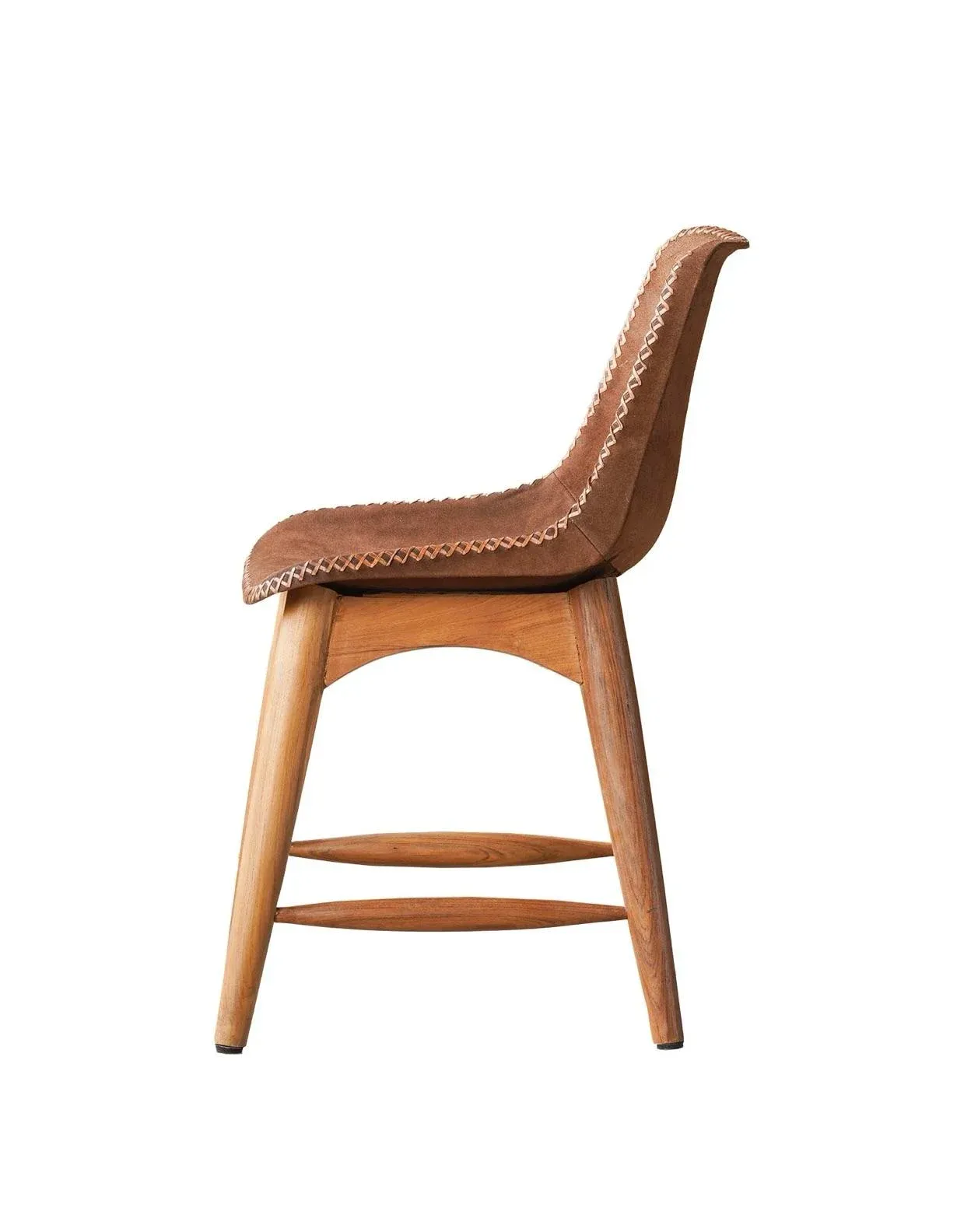 Matthew Izzo Home Leather Mod and Teak Wood Dining Chair