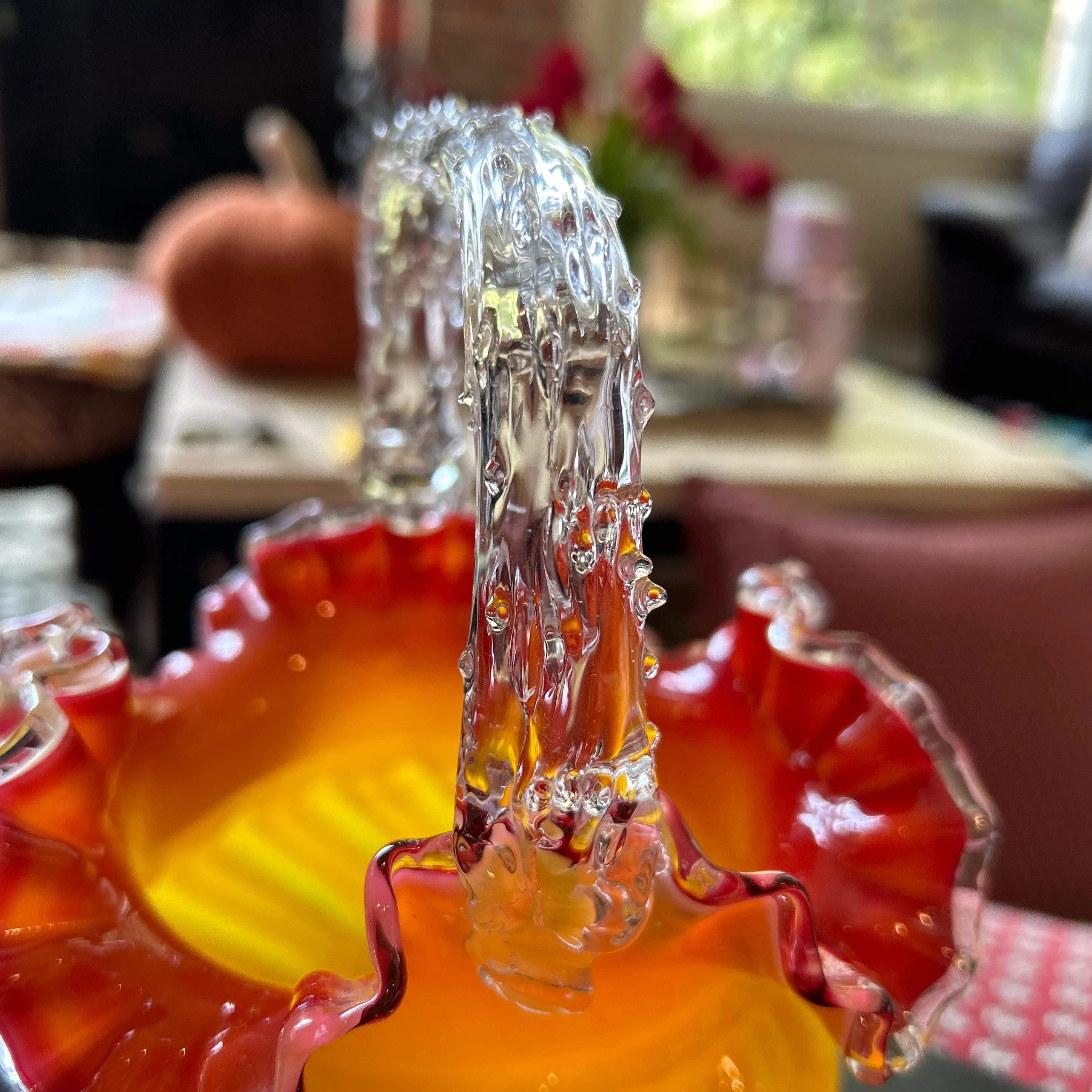 Mid 20th Century Victorian Stevens & Williams Yellow & Amber Glass Basket