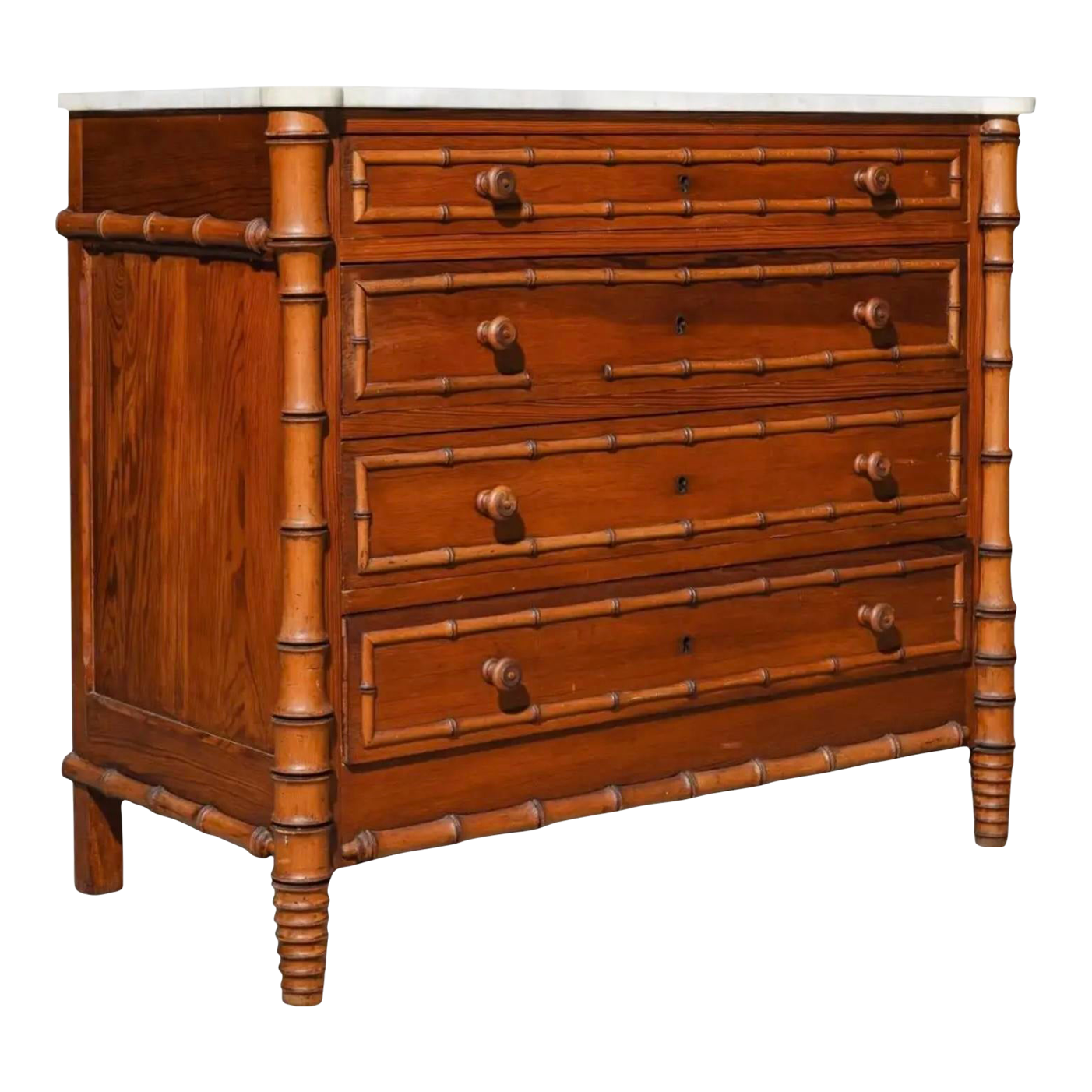 Faux Bamboo White Marble Top Chest Chairish