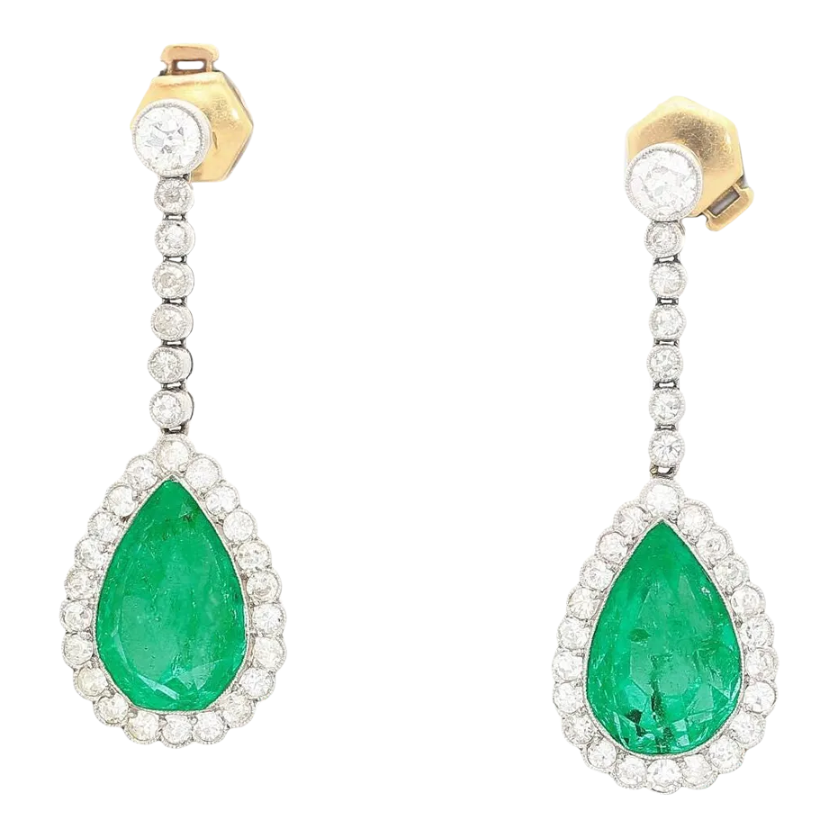 Vintage Agl Certified 10 Carat Colombian Emerald Pear Cut Drop
