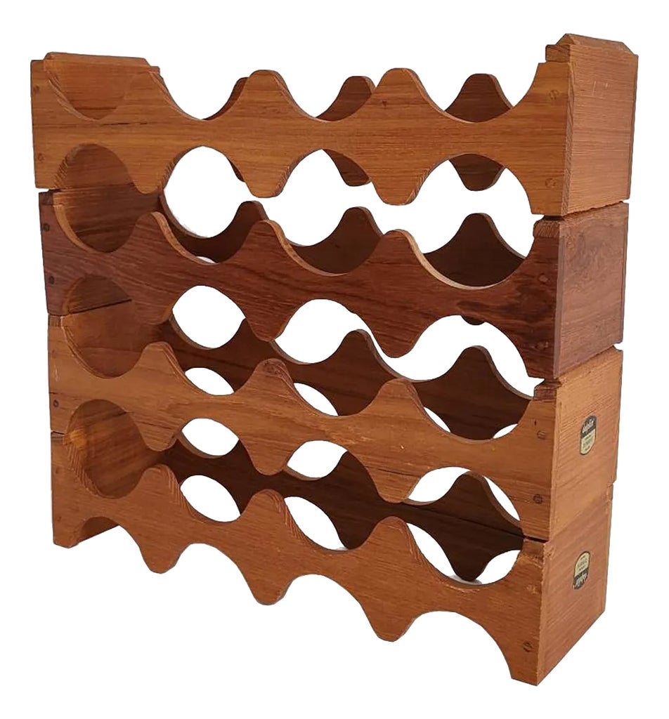 【teak wood】チーク材 ワインラック 12本収納　楔 ヴィンテージ vintage-stackable-teak-wood-
