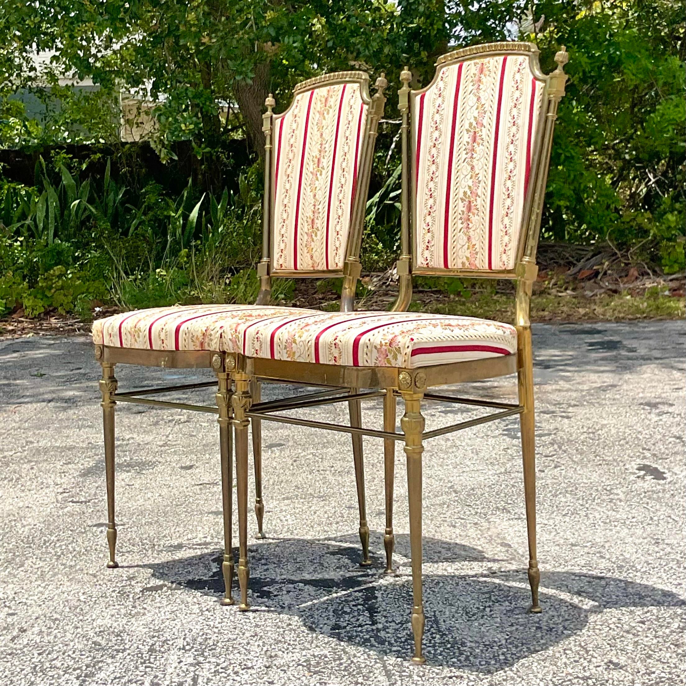 Vintage Italian Brass Charvari Chairs a Pair Chairish