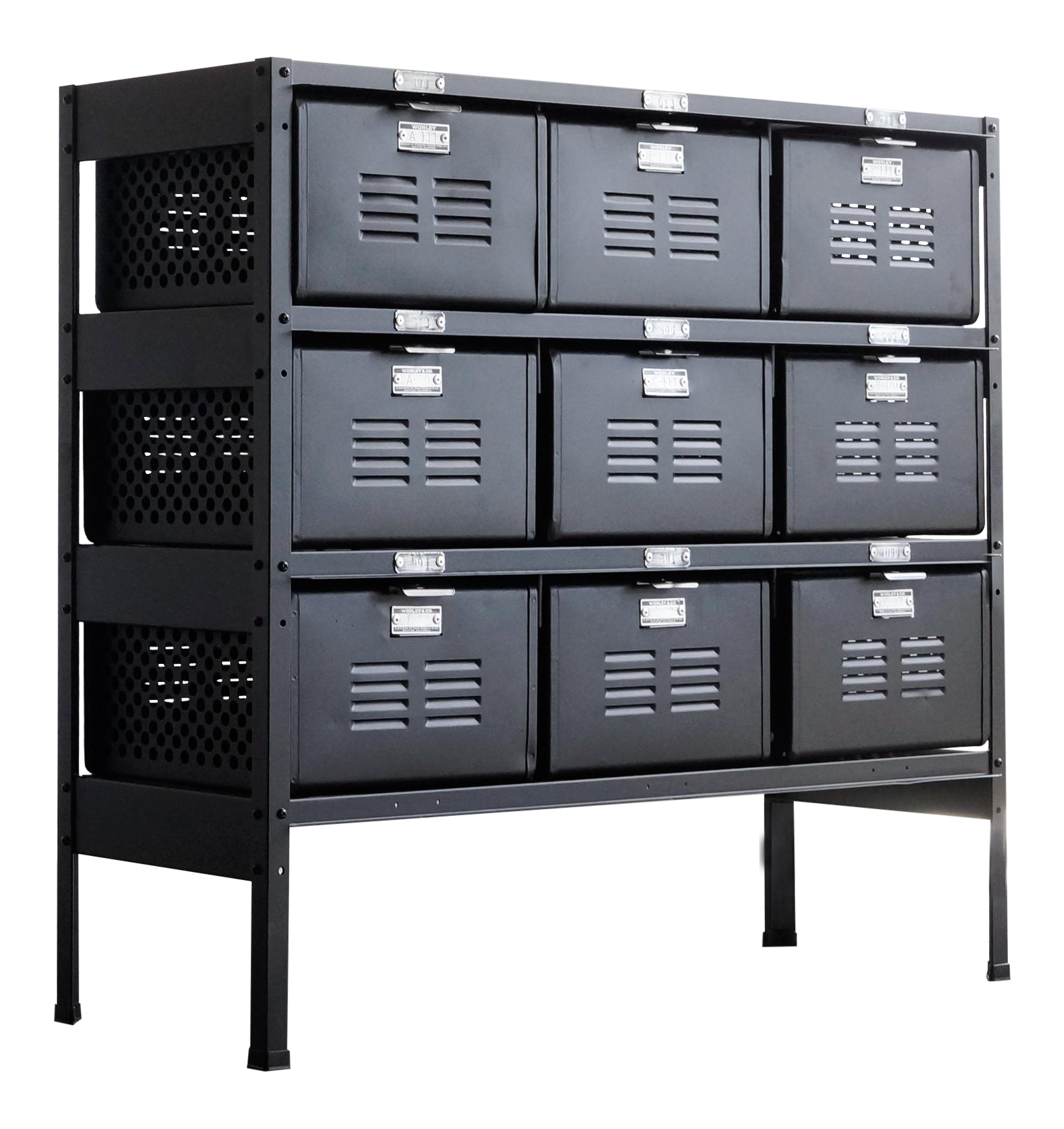 Vintage Locker Basket Unit in Natural Steel Chairish