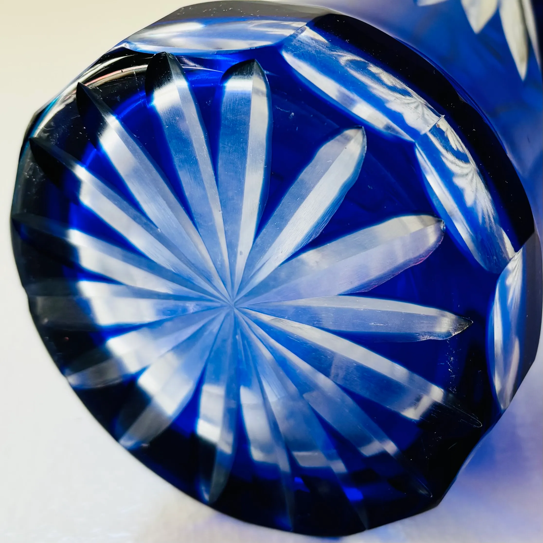 Vintage Hand Cut to Clear Bohemian Crystal Vase