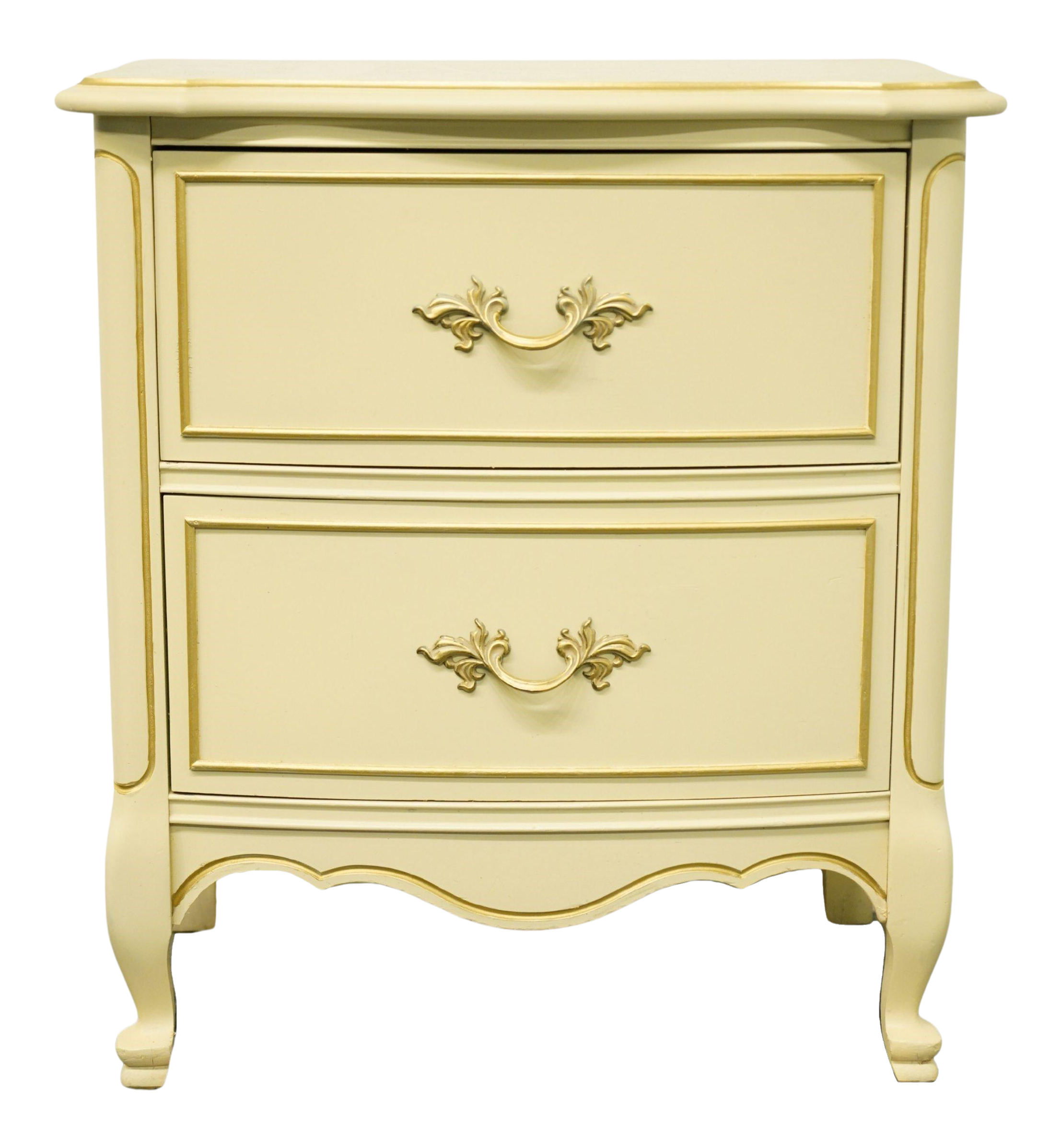 Dixie Furniture White and Gold Painted French Provincial 23" Two Drawer